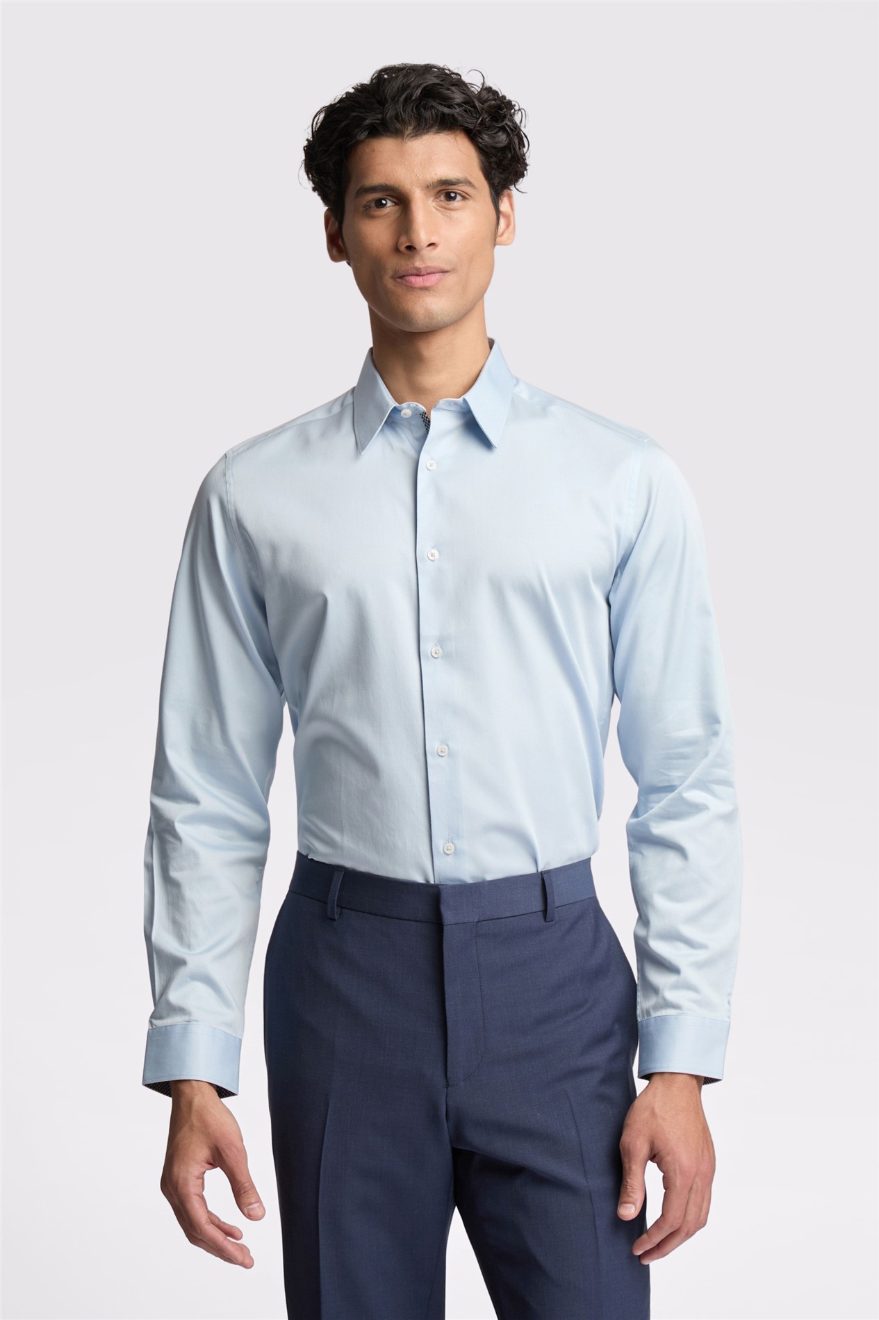Ted Baker Slim Fit Light Blue Sateen Shirt