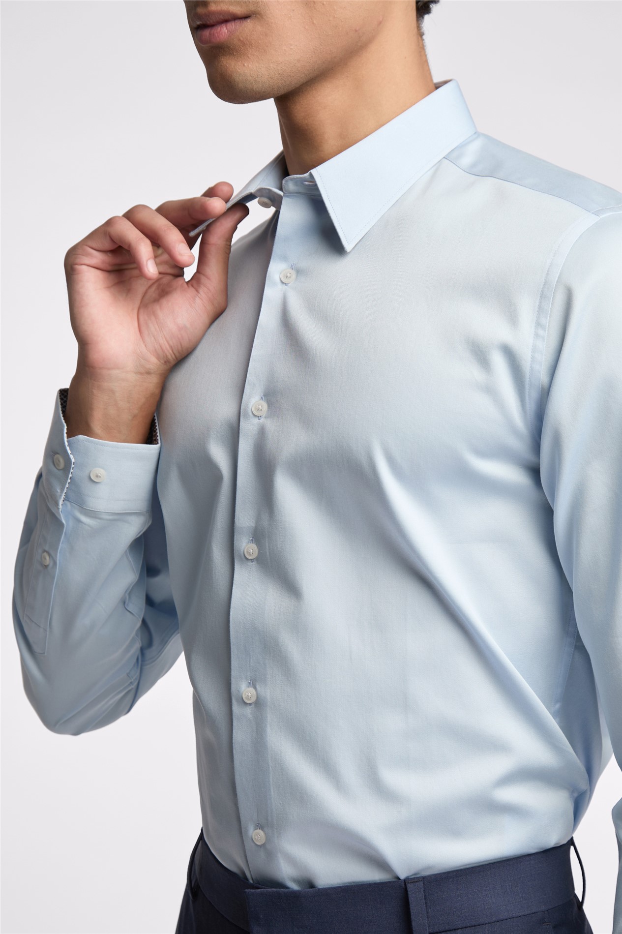 Ted Baker Slim Fit Light Blue Sateen Shirt