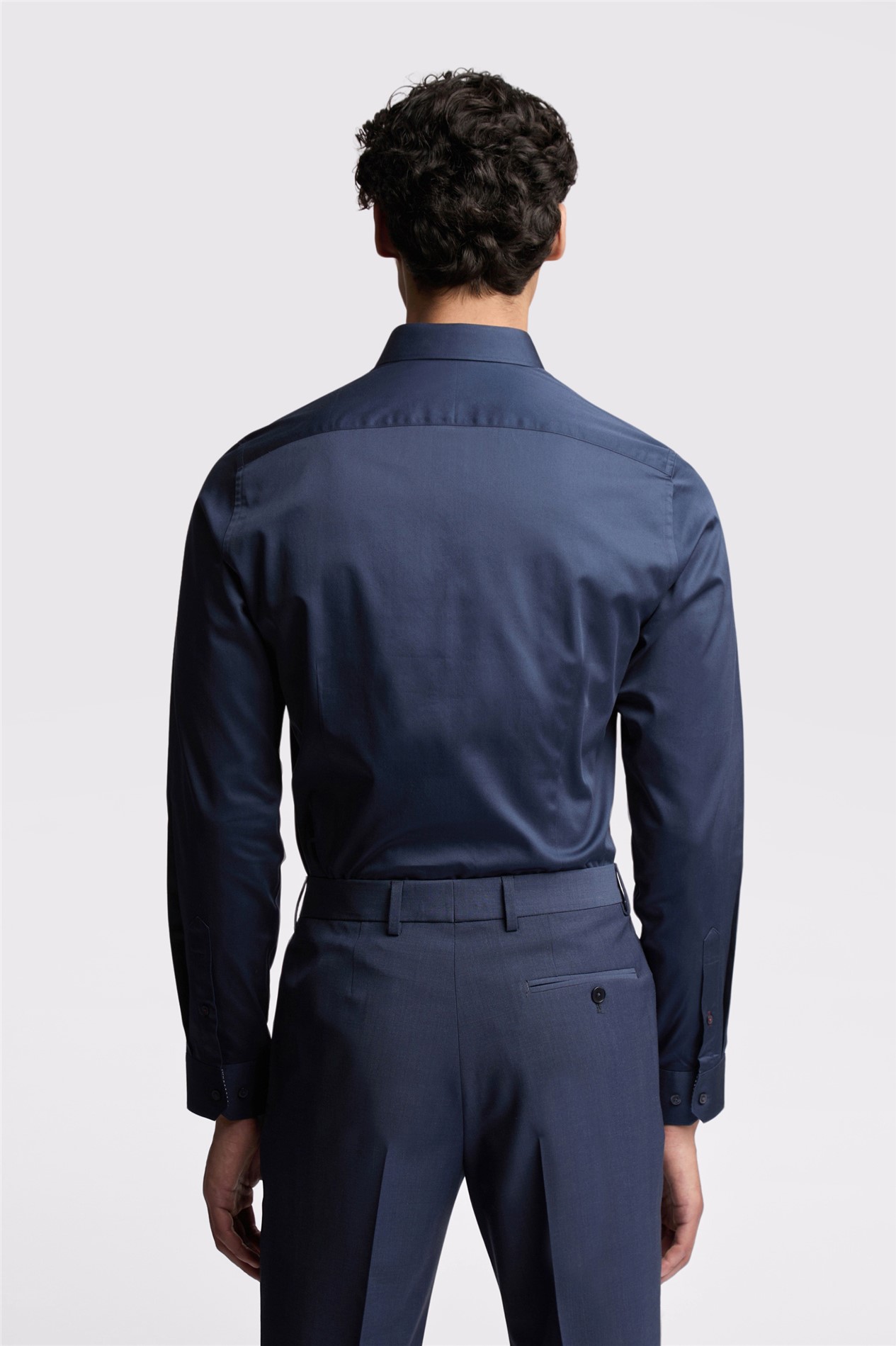 Ted Baker Slim Fit Navy Sateen Shirt