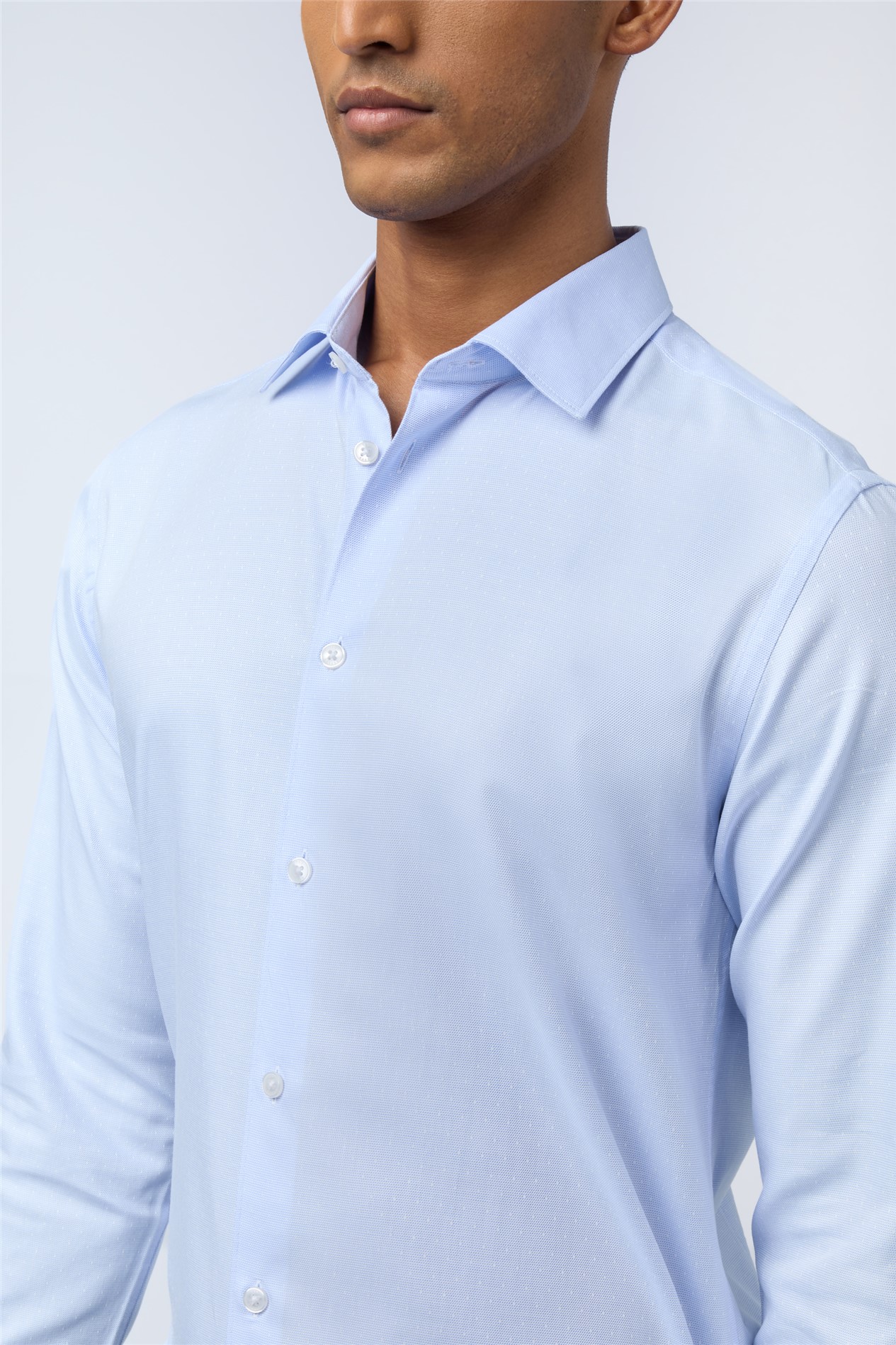  Slim Fit Triton Light Blue Micro Dot Shirt
