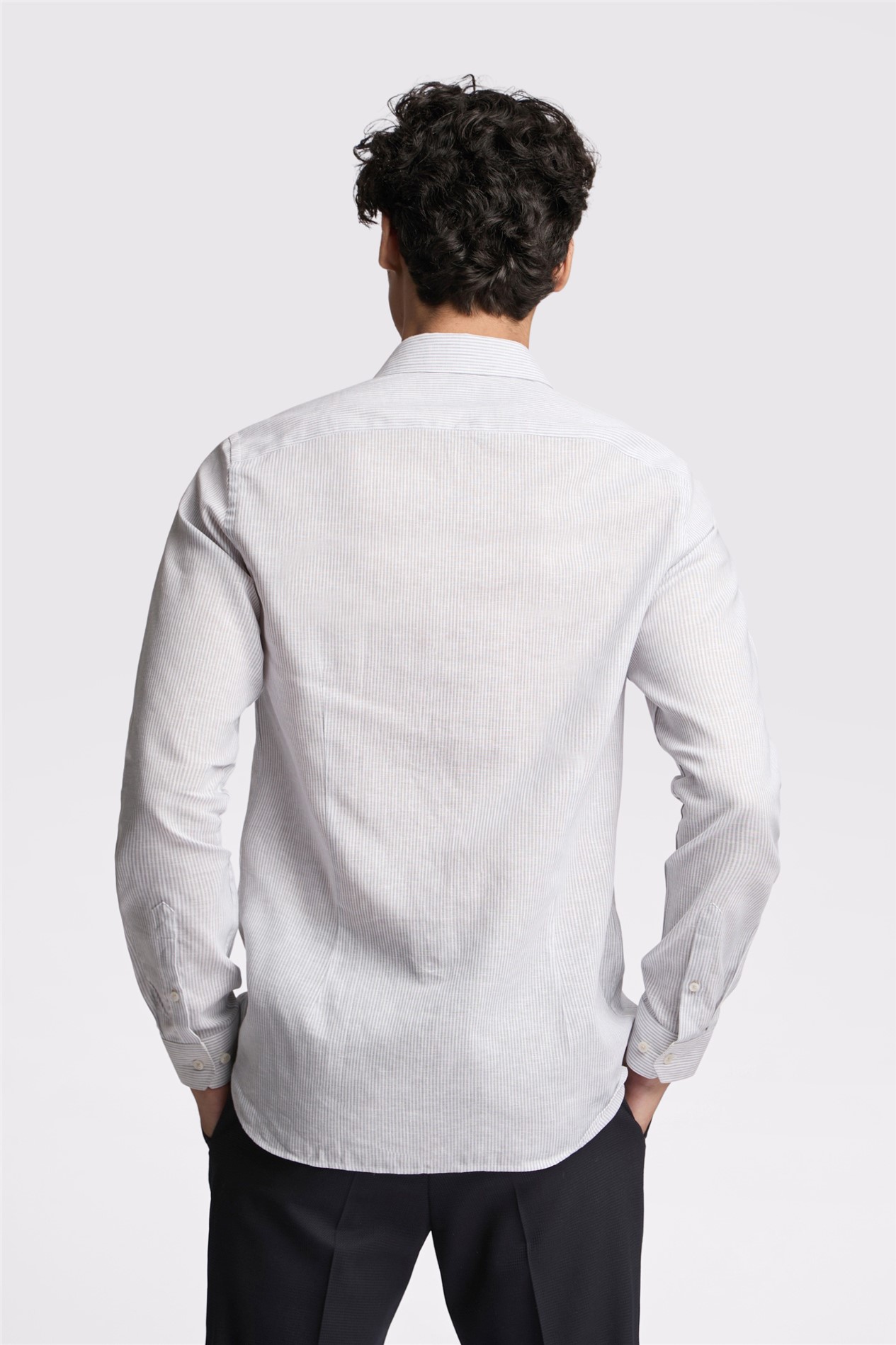 Ted Baker Slim Fit Kay Duck Egg Stripe Linen Blend Shirt