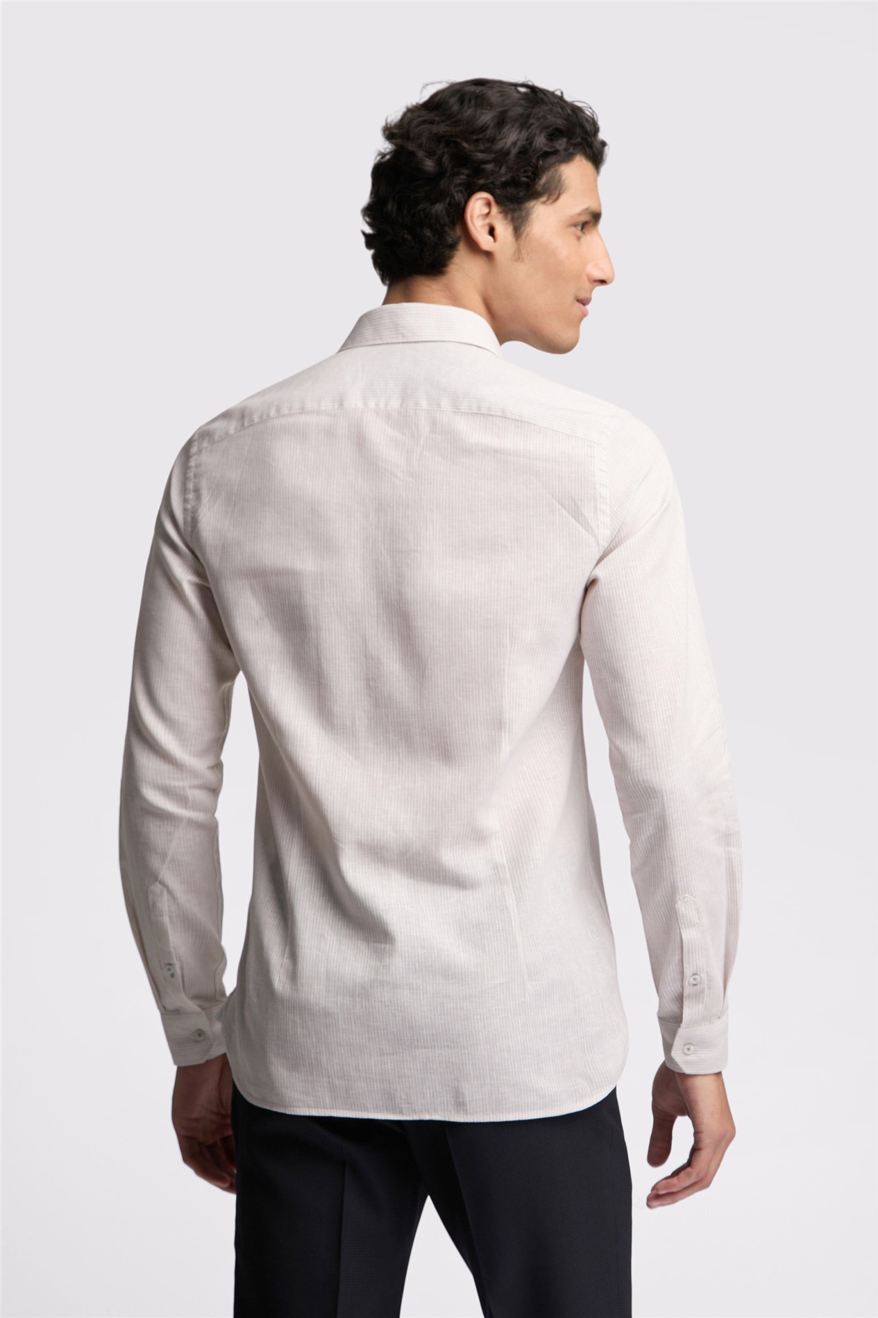 Ted Baker Slim Fit Kerr Stone Stripe Linen Blend Shirt