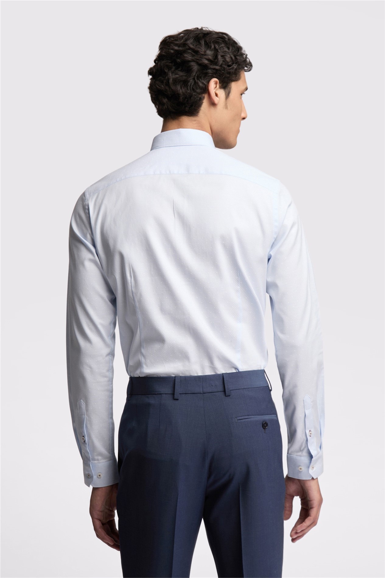  Slim Fit Hart Blue Diamond Dot Shirt