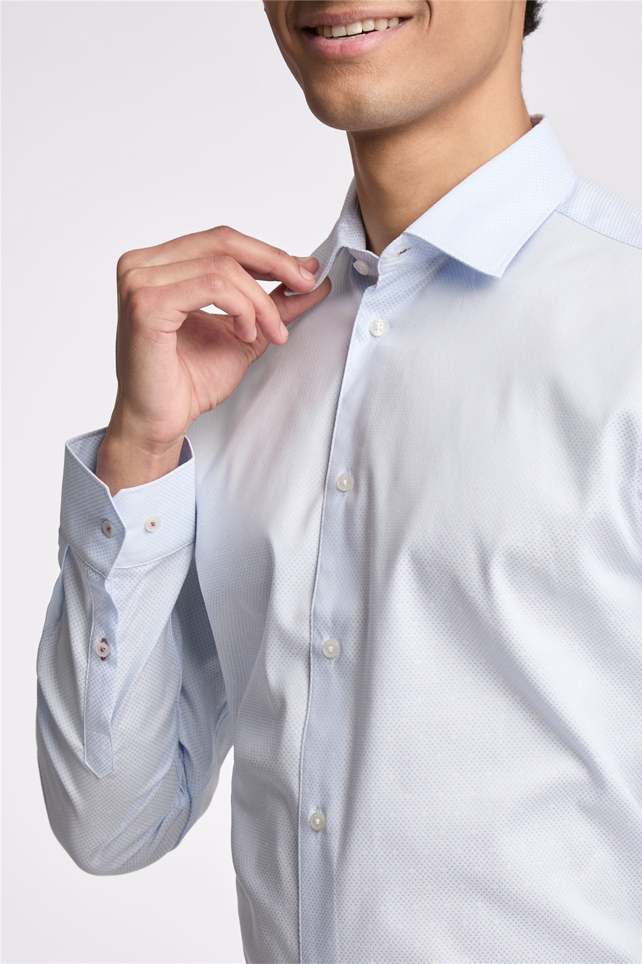  Slim Fit Hart Blue Diamond Dot Shirt