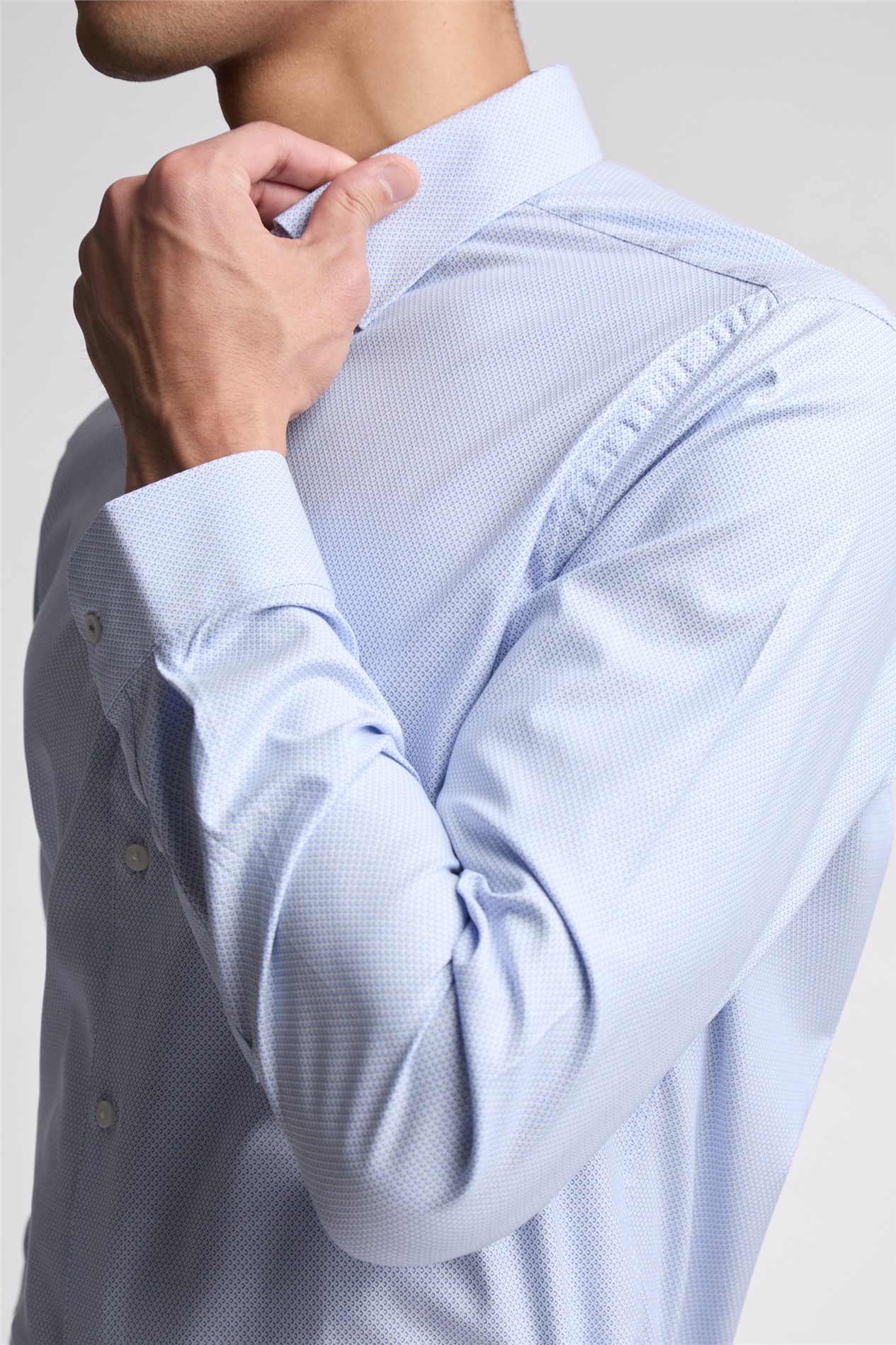  Slim Fit Maine Blue Micro Geometric Shirt