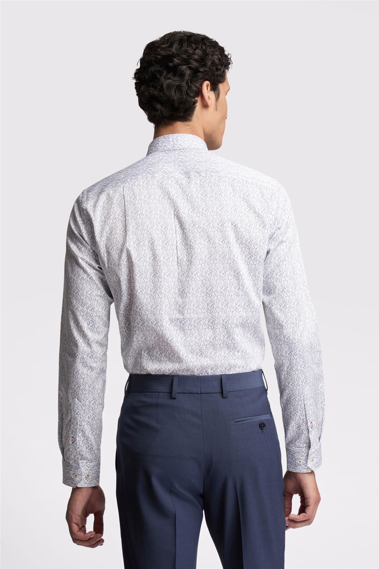  Slim Fit Lyons White Floral Shirt
