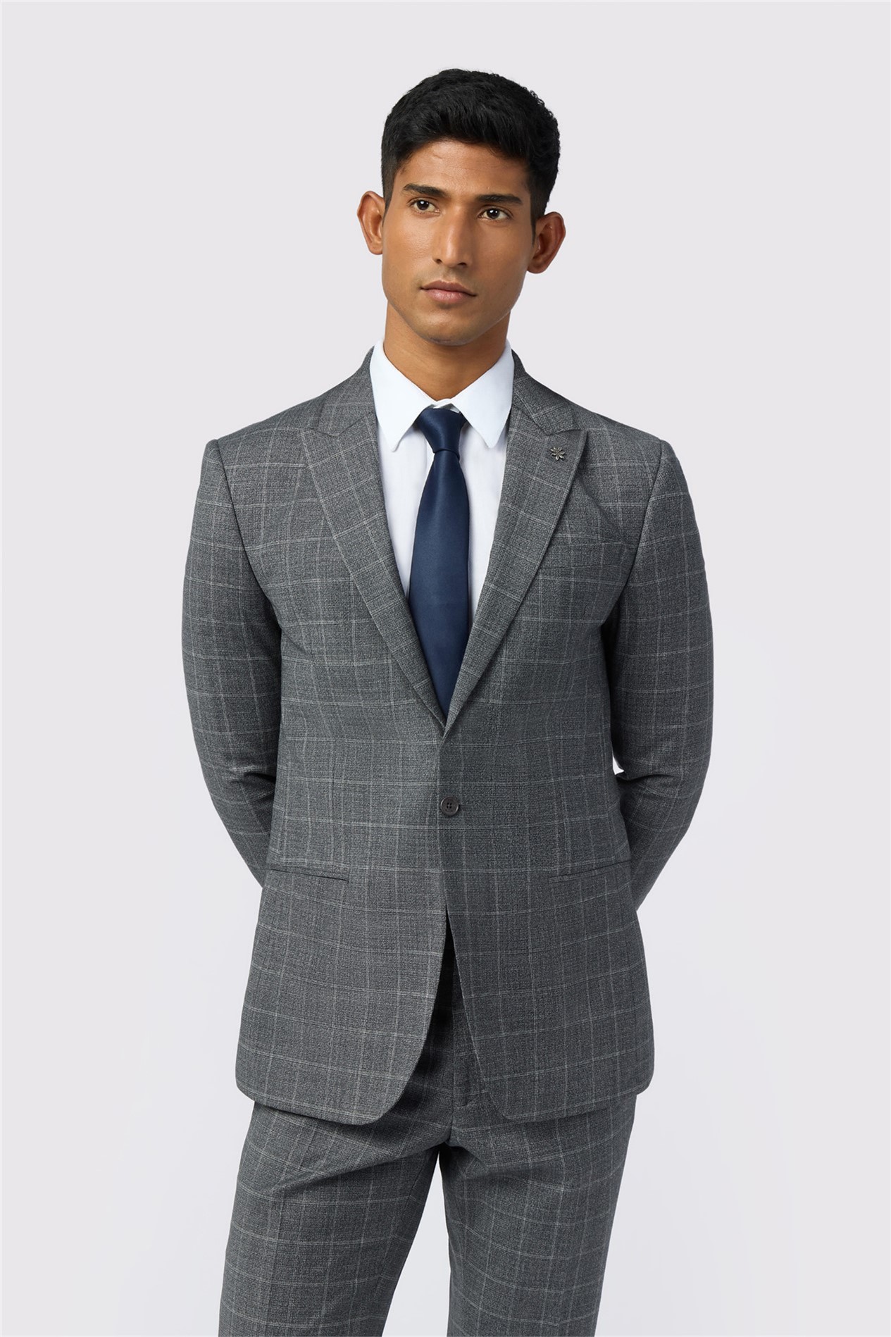 Ted Baker Slim Fit Charcoal Texture Check Jacket