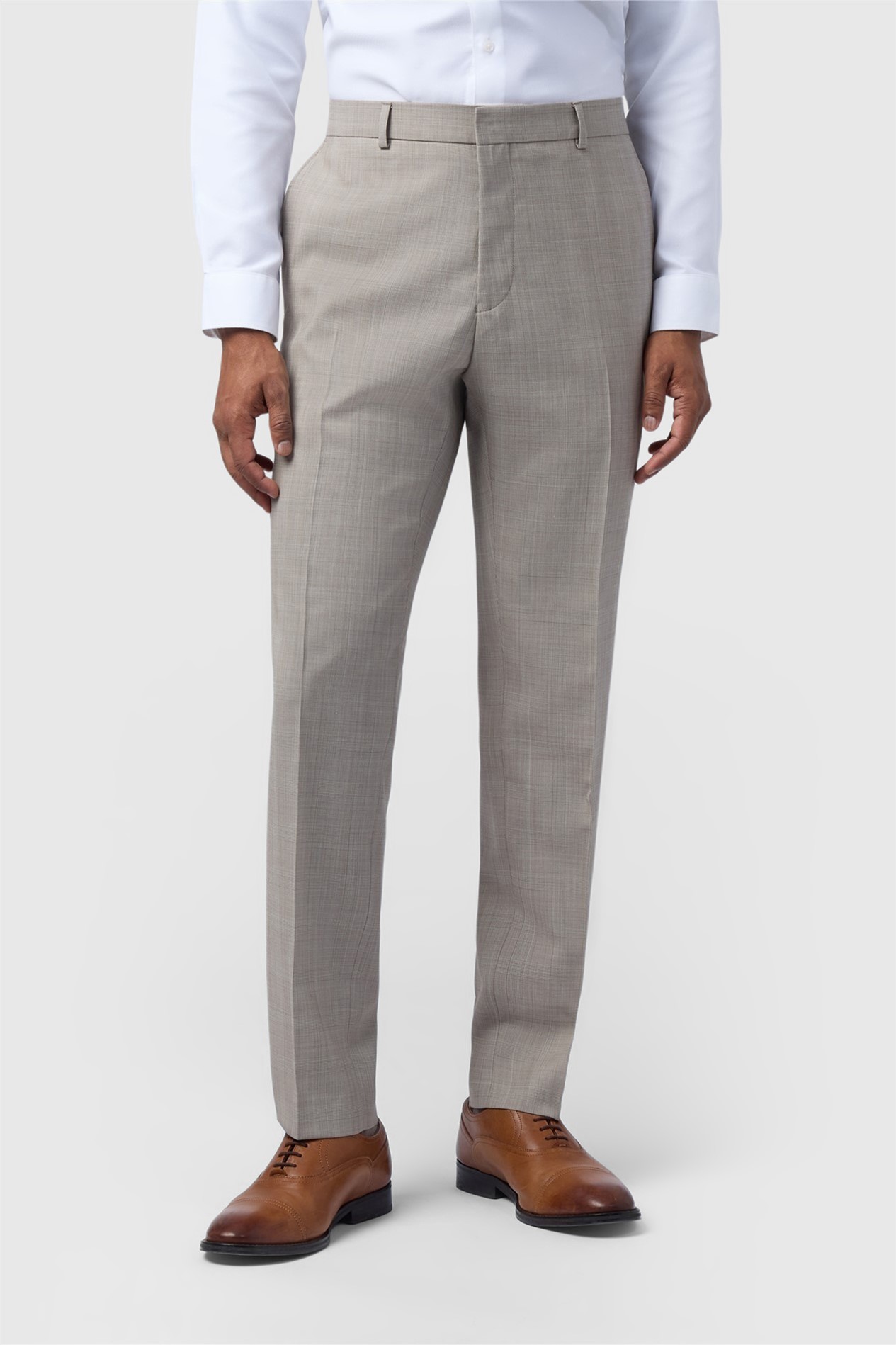 Ted Baker Slim Fit Performance Donne Taupe Check Trouser