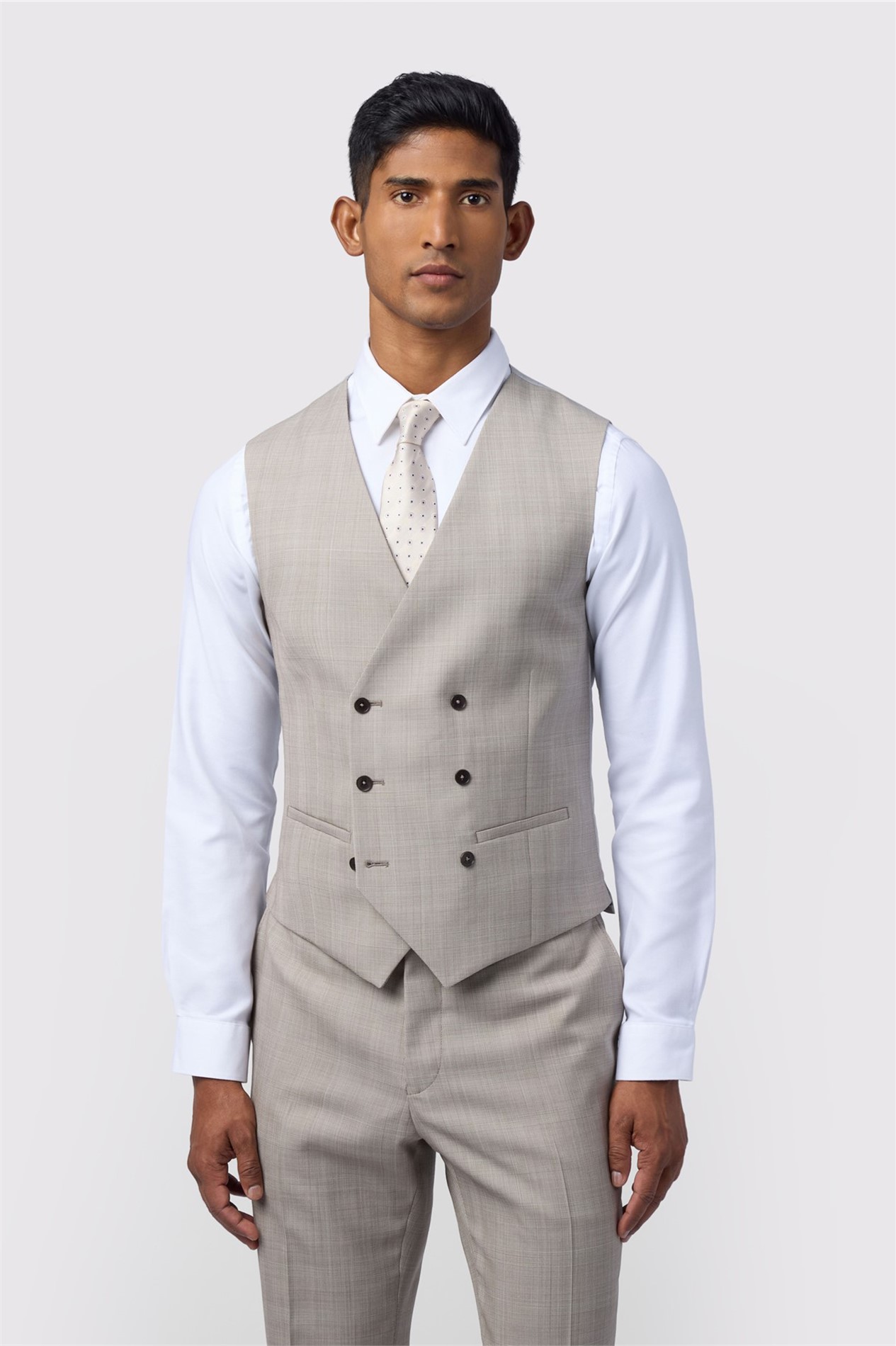 Ted Baker Slim Fit Performance Donne Taupe Check Waistcoat