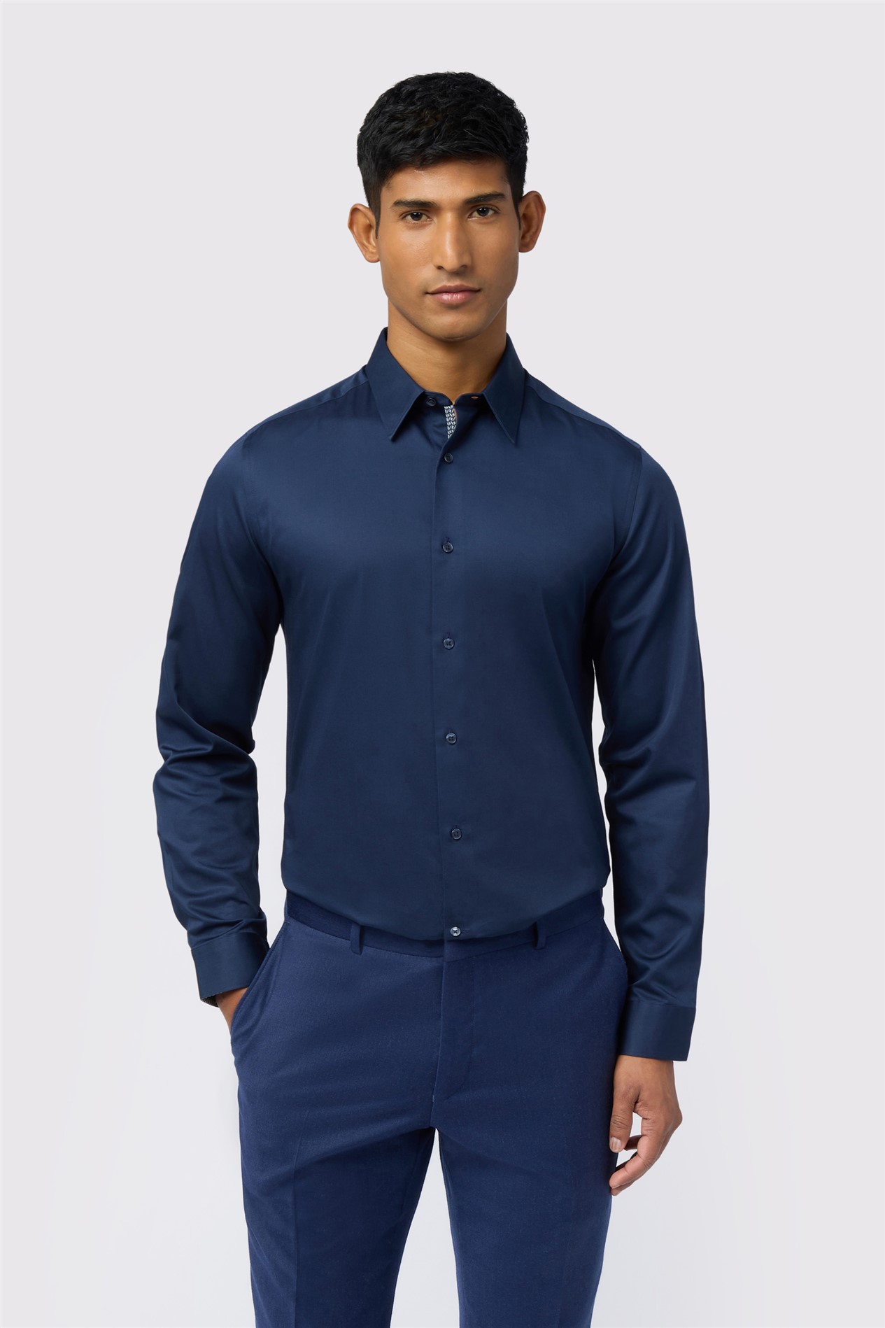 Ted Baker Slim Fit Luuk Steel Navy Stretch Shirt