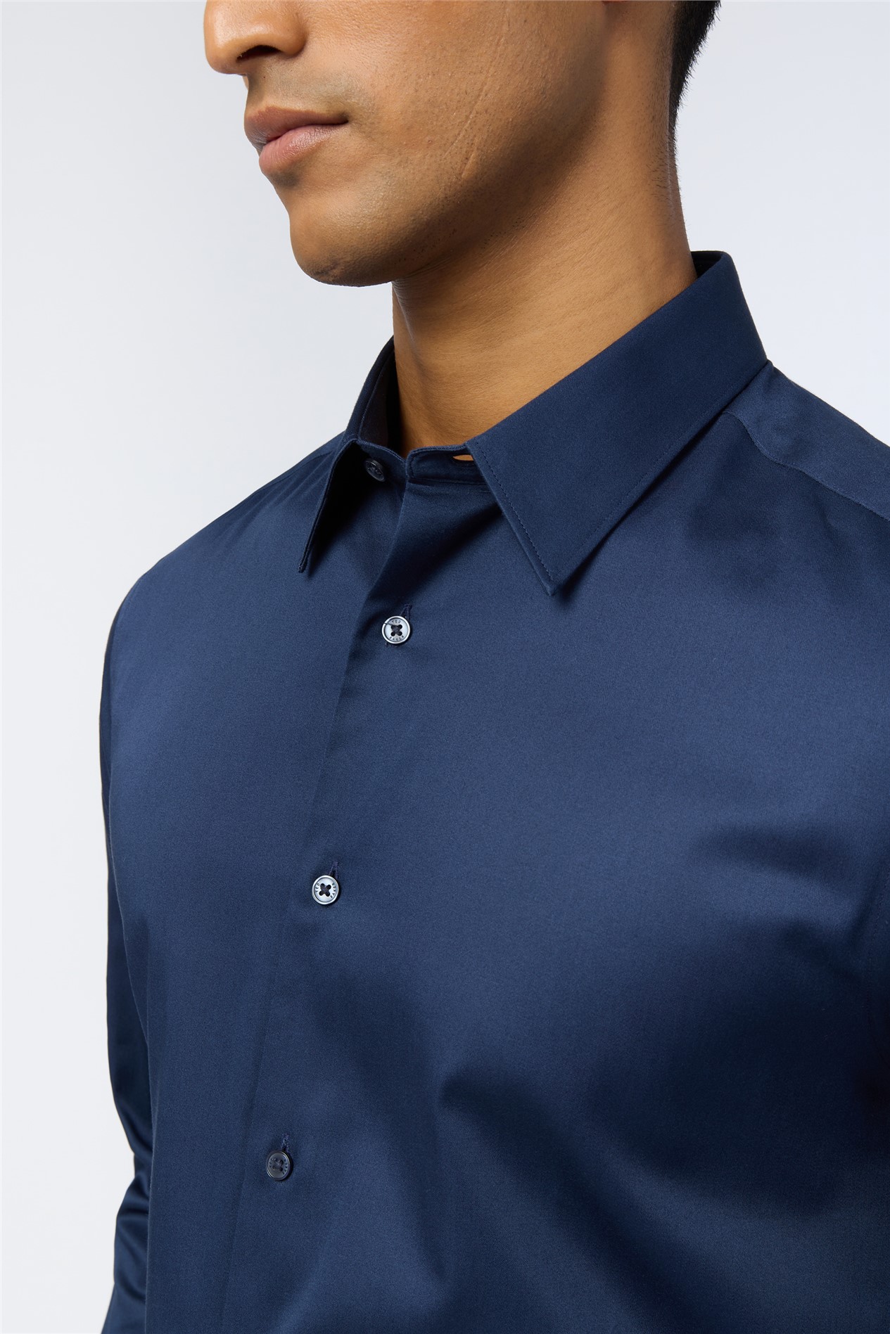 Ted Baker Slim Fit Luuk Steel Navy Stretch Shirt