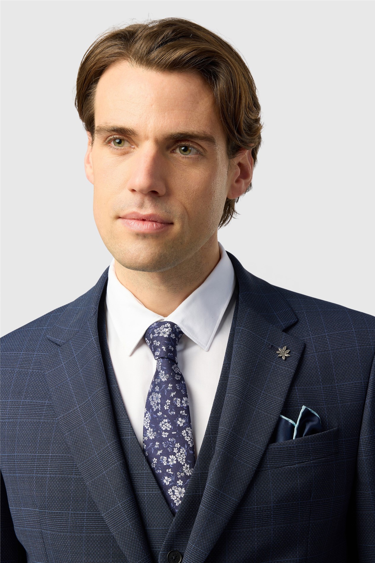 Ted Baker Slim Fit Performance Navy Textured Check Jacket
