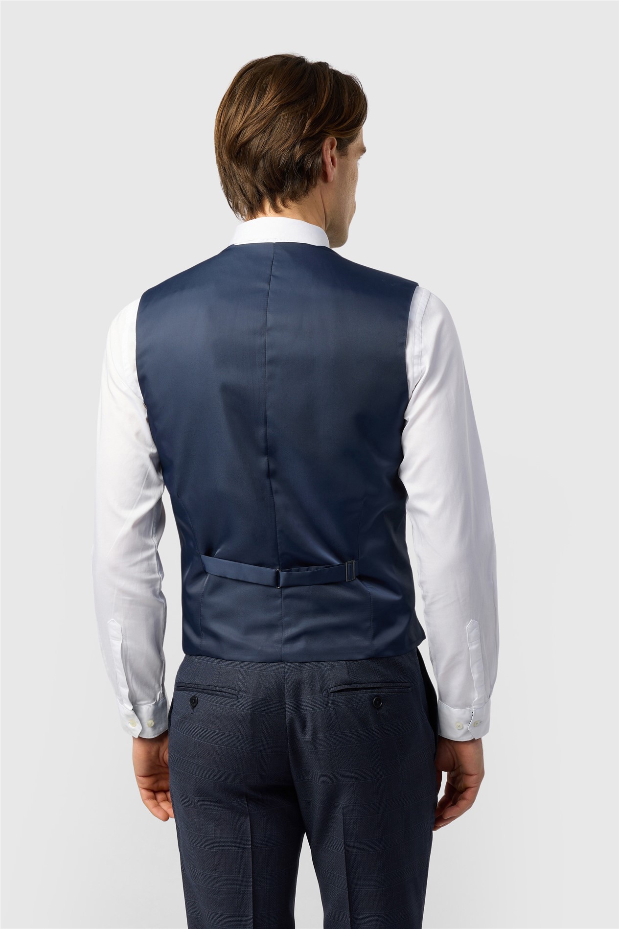 Ted Baker Slim Fit Performance Navy Textured Check Waistcoat
