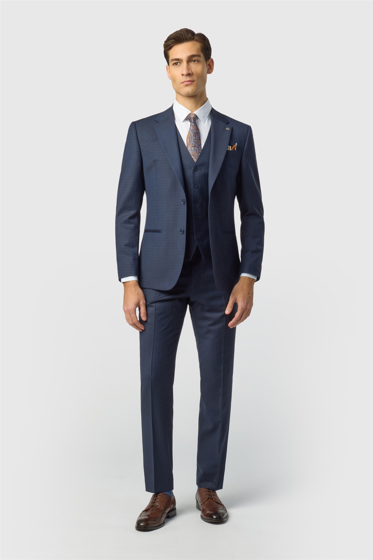 Ted Baker Slim Fit Navy Grid Texture Jacket