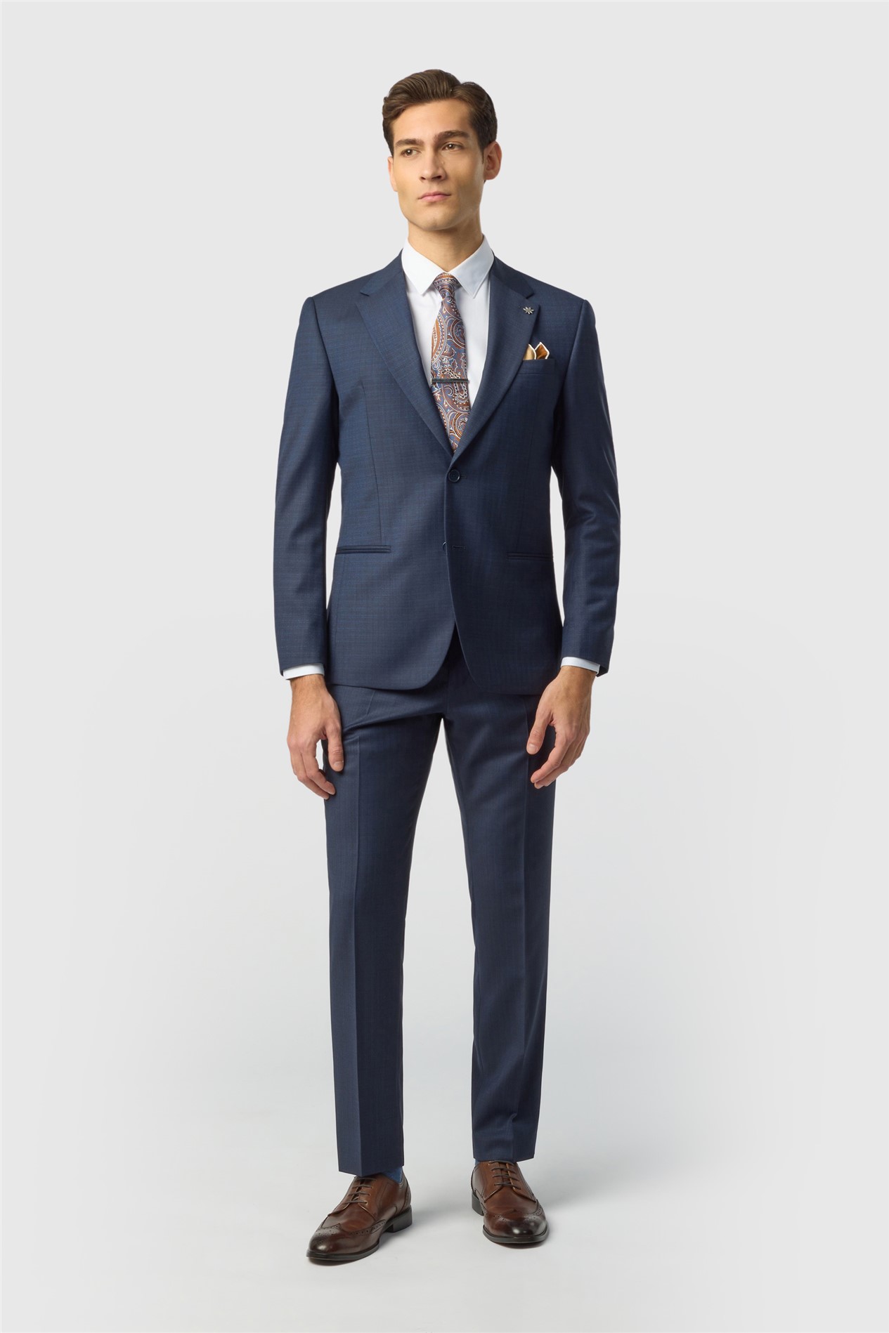Ted Baker Slim Fit Navy Grid Texture Jacket