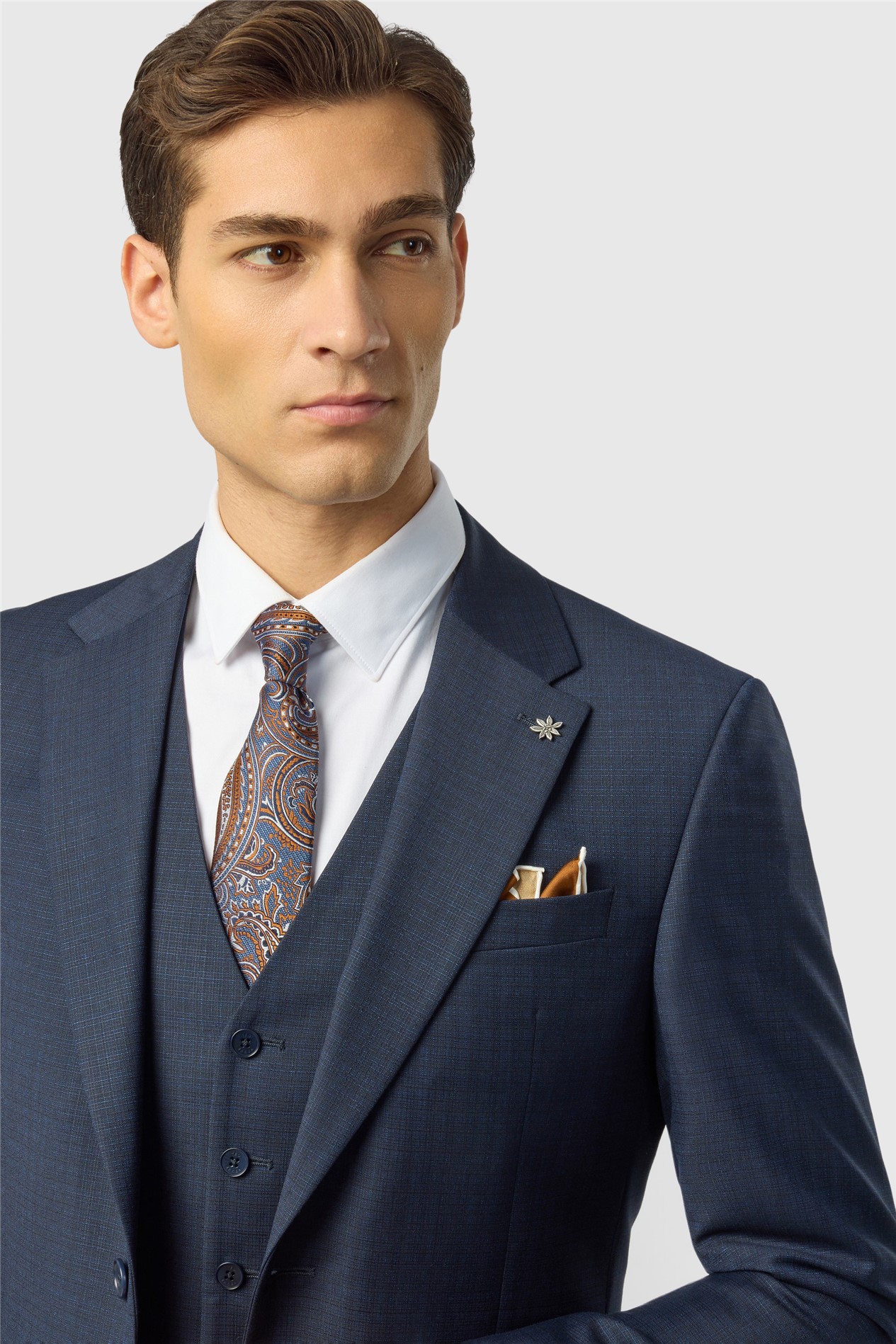 Ted Baker Slim Fit Navy Grid Texture Jacket