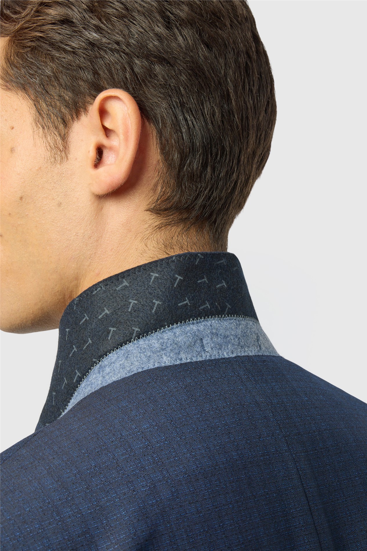 Ted Baker Slim Fit Navy Grid Texture Jacket