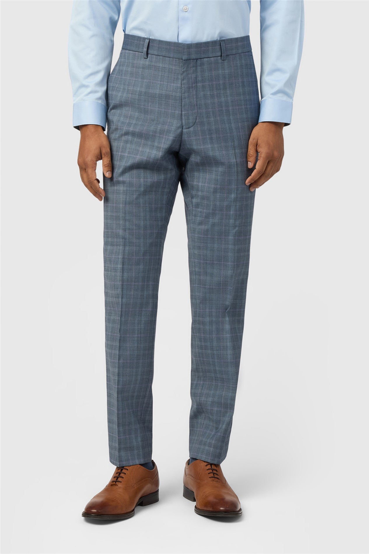 Ted Baker Slim Fit Blue Rose Check Trouser
