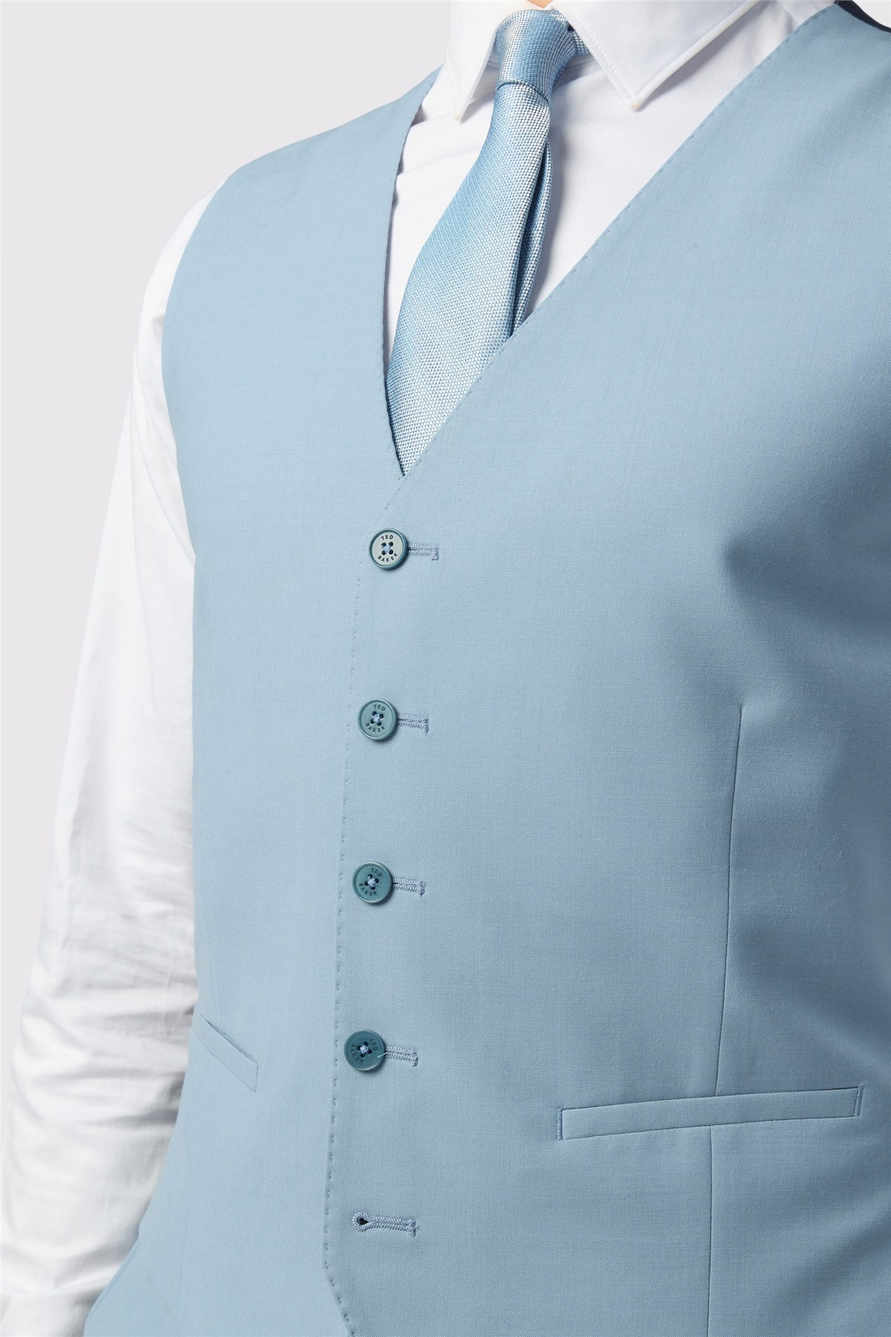 Ted Baker Slim Fit Powder Blue Panama Waistcoat