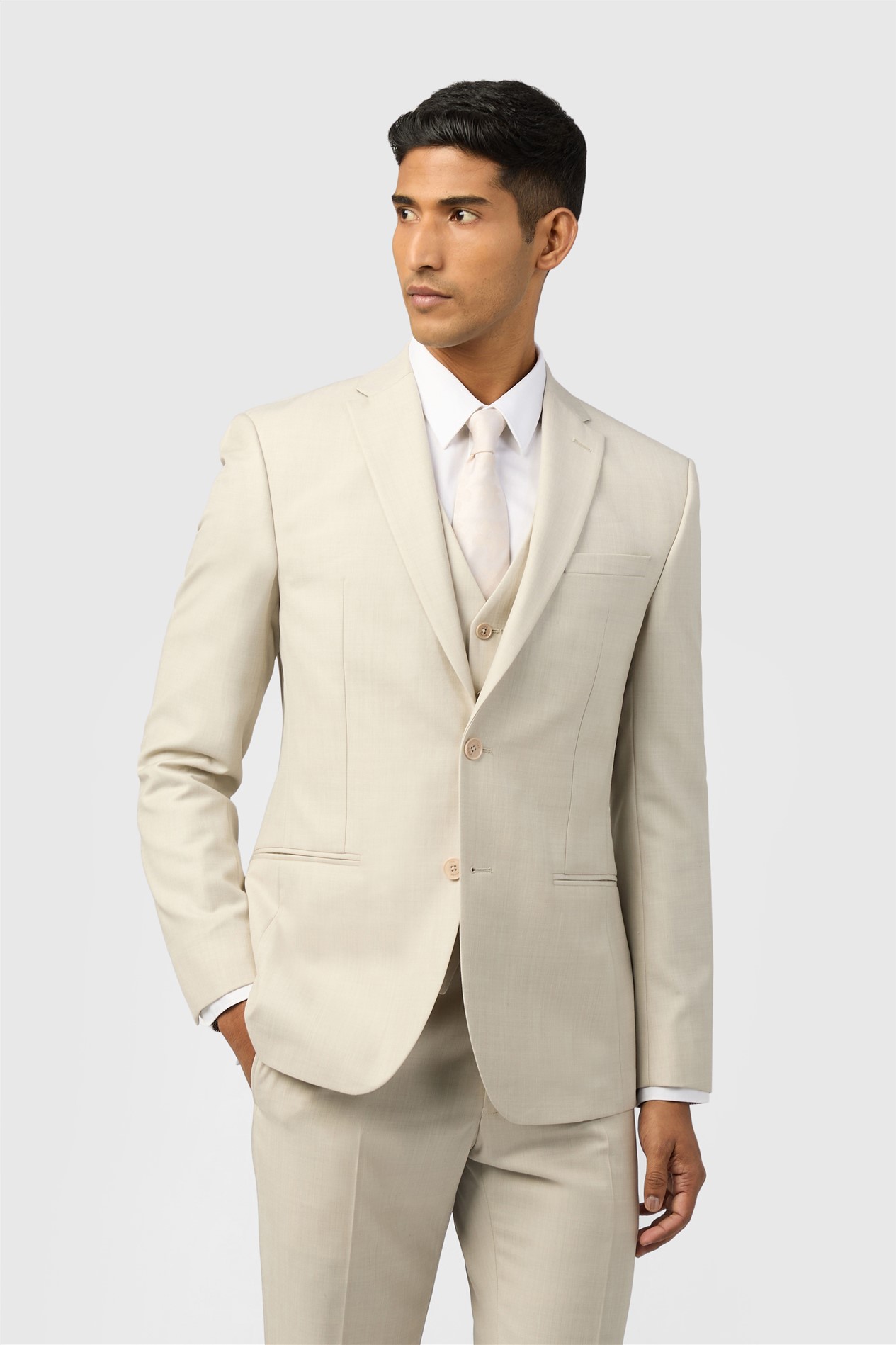Ted Baker Slim Fit Stone Sharkskin Jacket