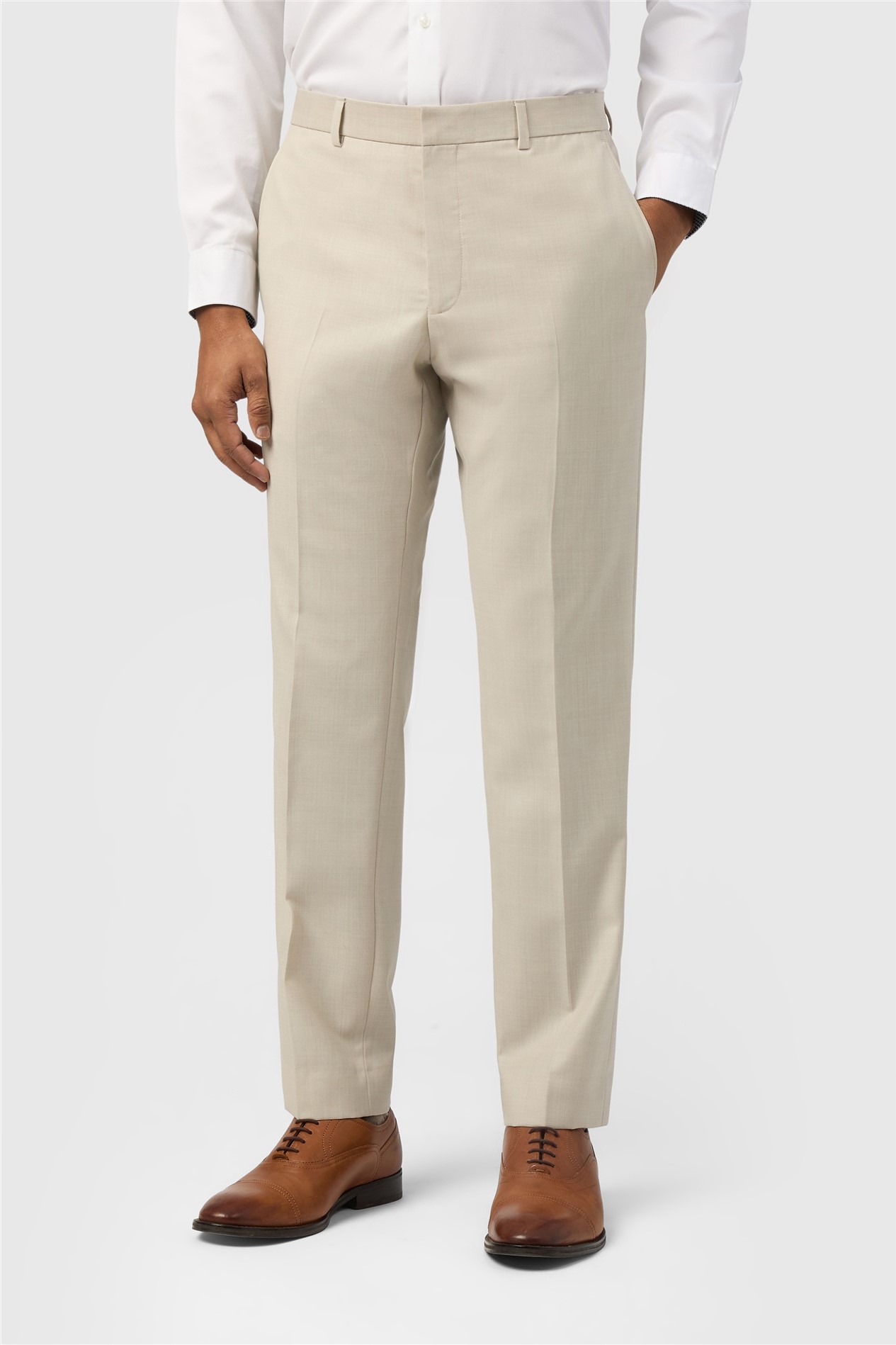 Ted Baker Slim Fit Stone Sharkskin Trousers