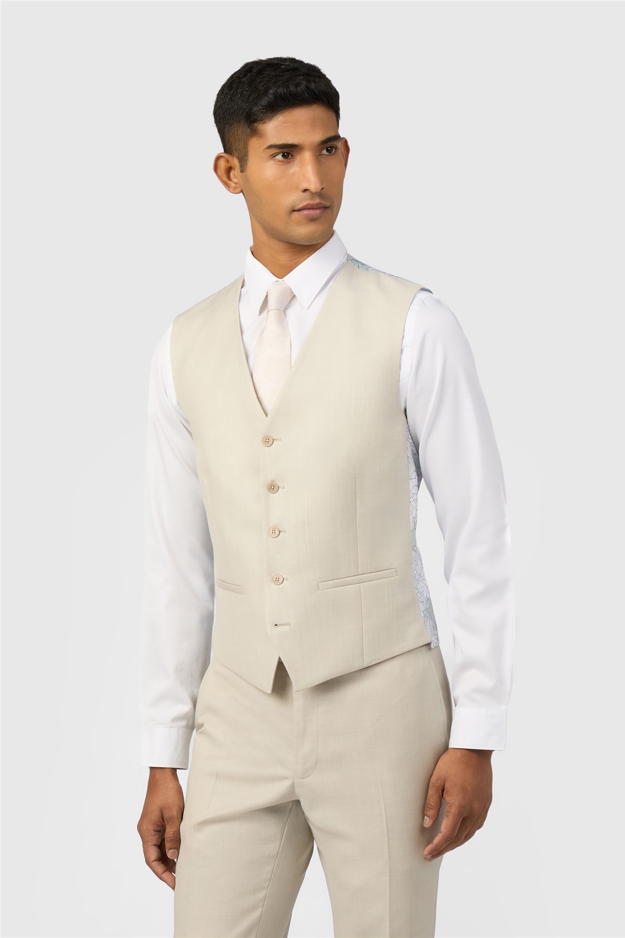 Ted Baker Slim Fit Stone Sharkskin Waistcoat