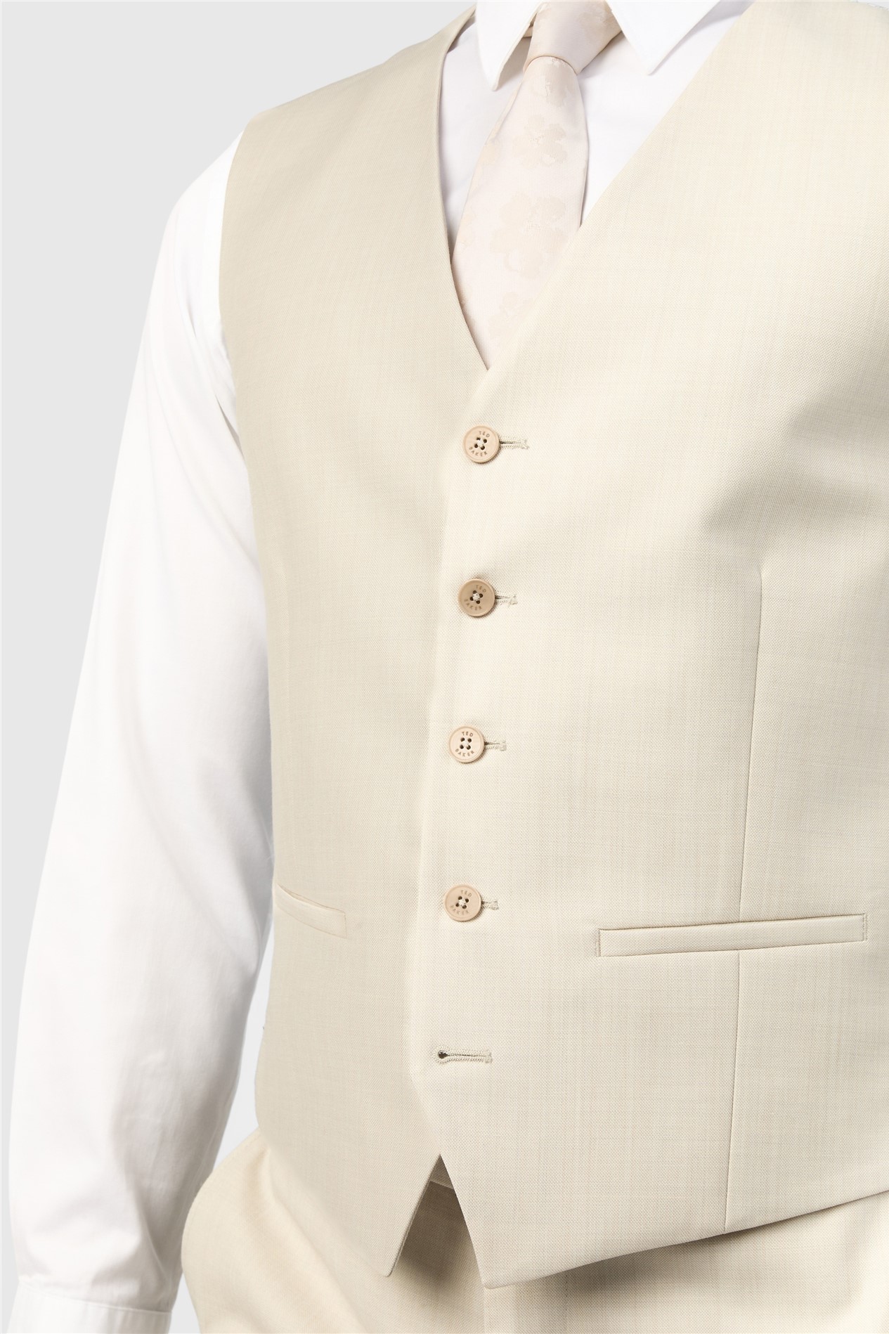 Ted Baker Slim Fit Stone Sharkskin Waistcoat