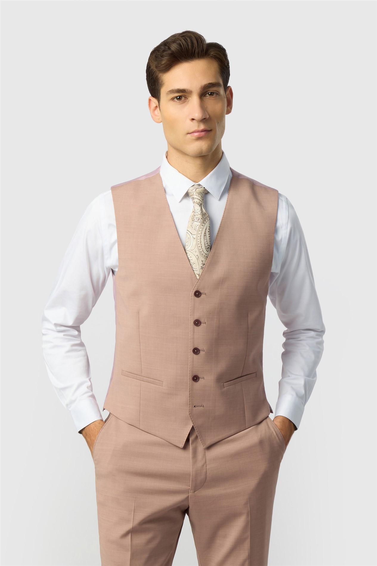 Ted Baker Slim Fit Dark Pink Panama Waistcoat