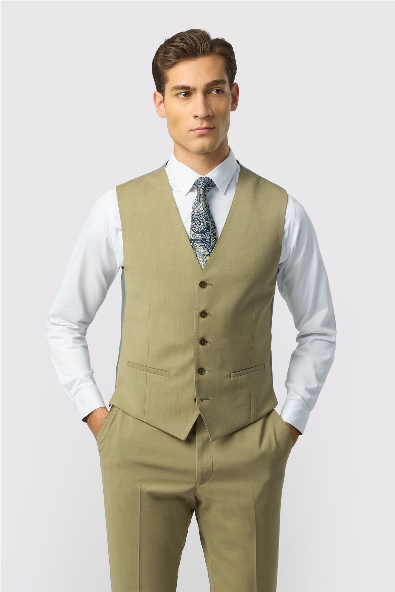 Ted Baker Slim Fit Olive Panama Waistcoat