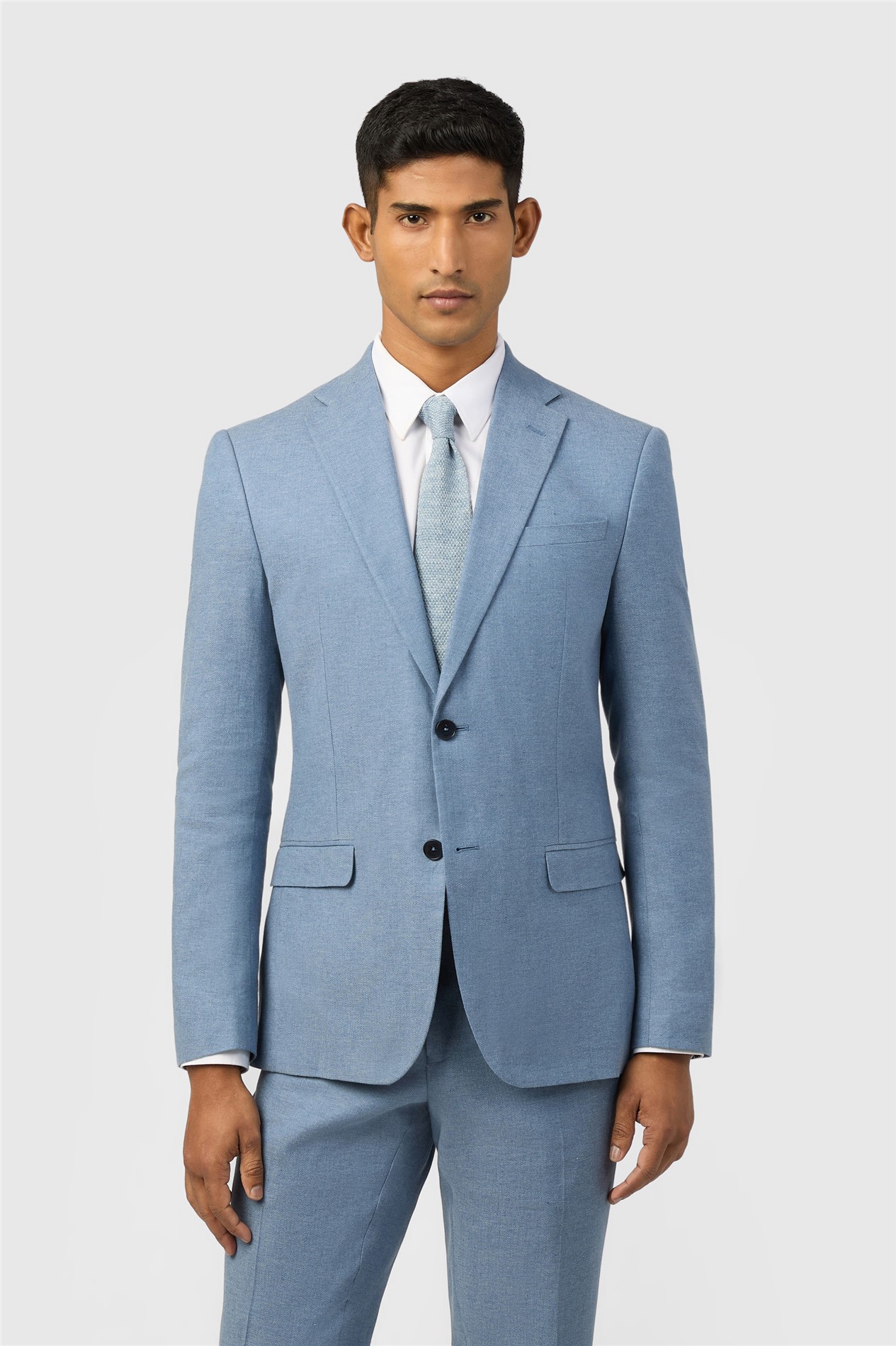 Ted Baker Tailored Fit Sintra Blue Linen Herringbone Jacket