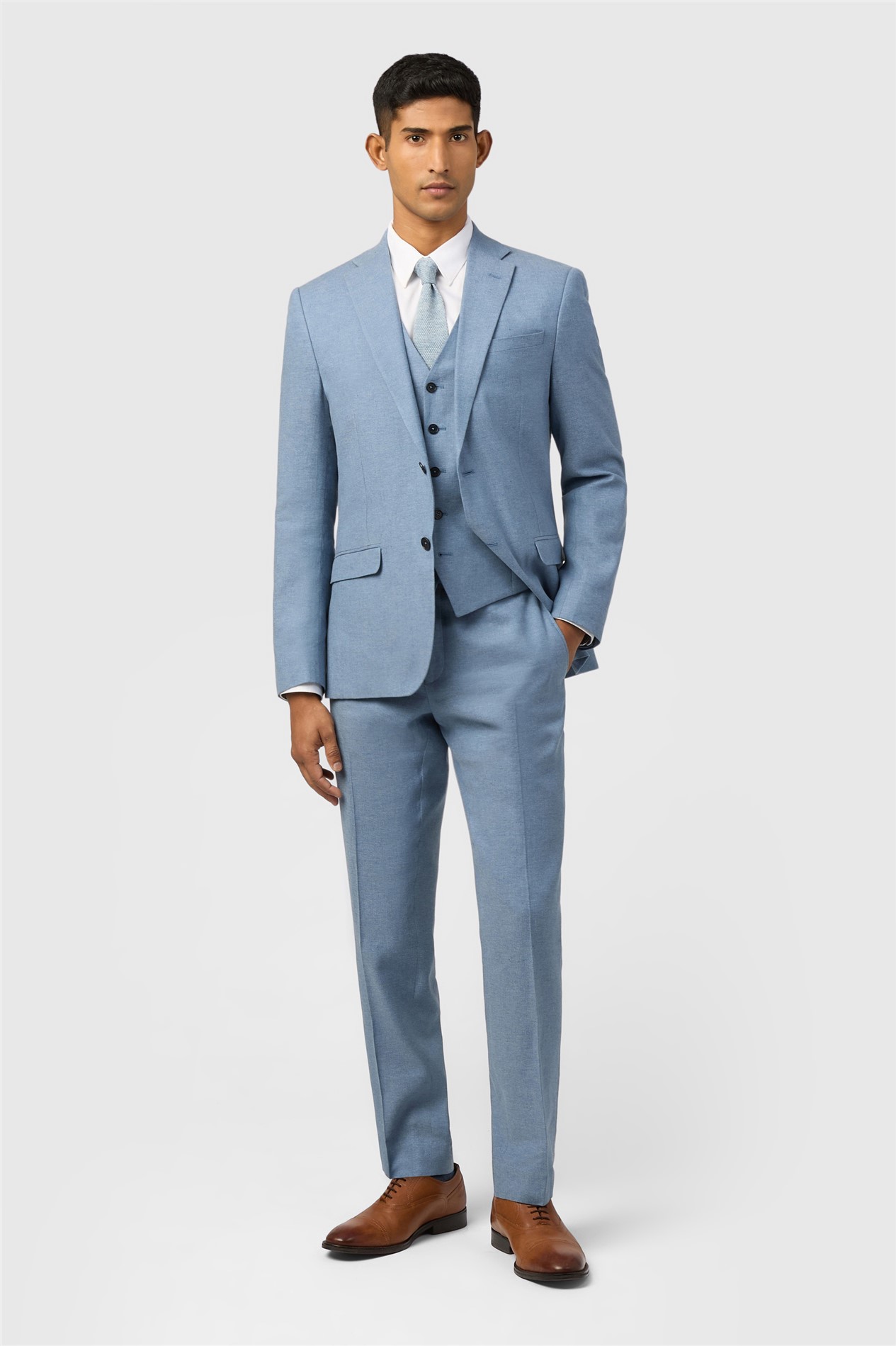 Ted Baker Tailored Fit Sintra Blue Linen Herringbone Jacket