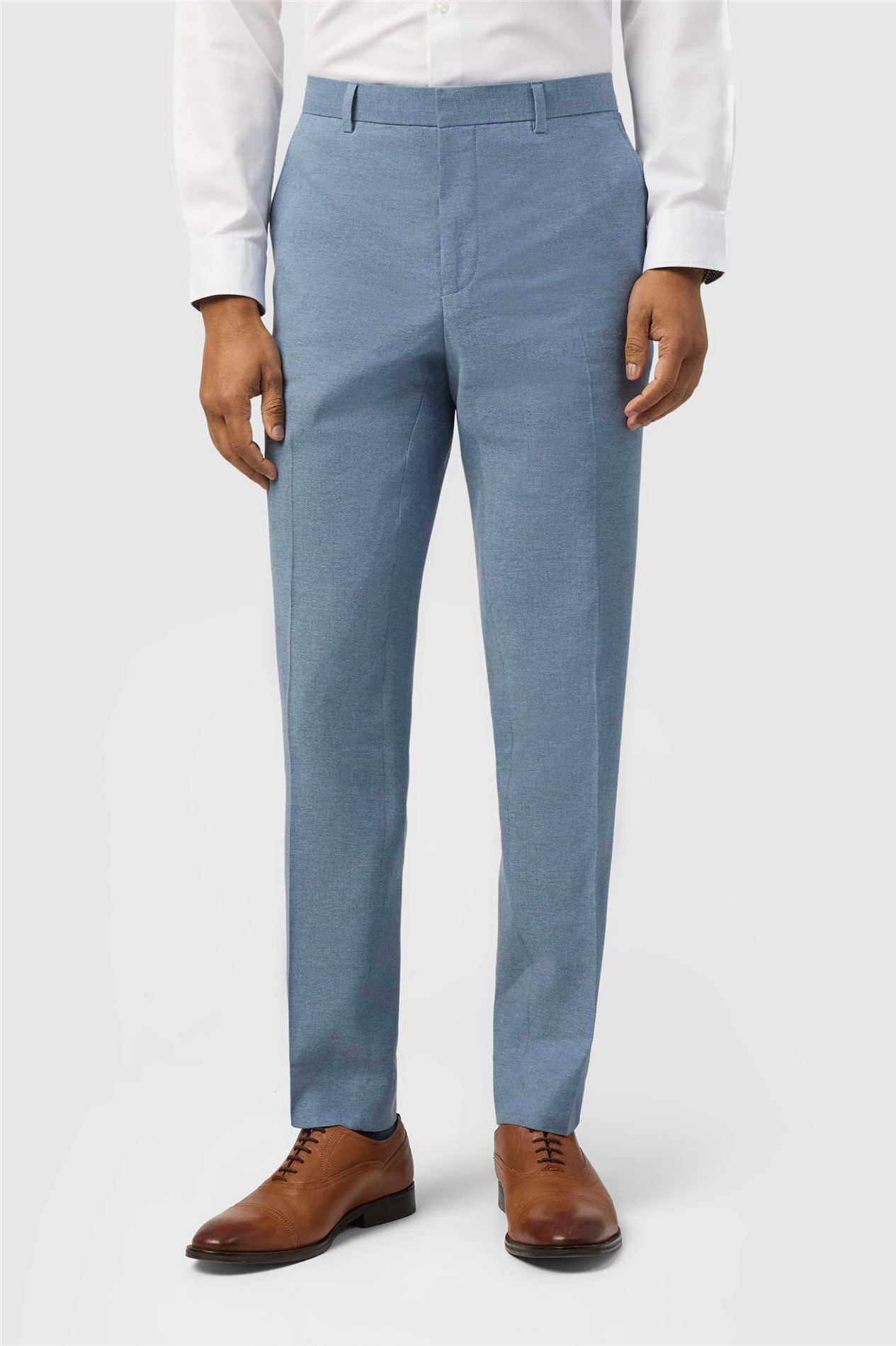 Ted Baker Tailored Fit Sintra Blue Linen Herringbone Trousers
