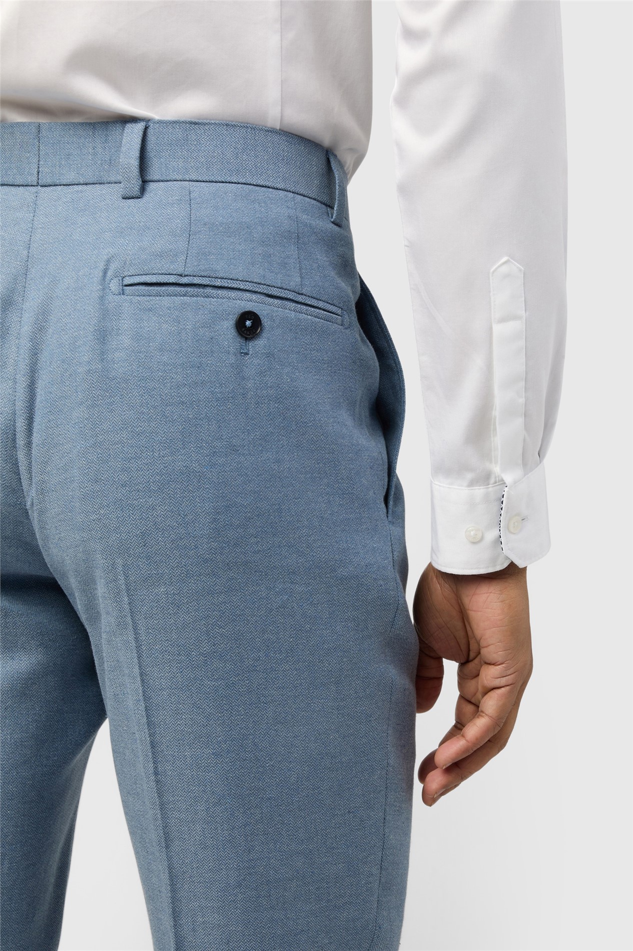 Ted Baker Tailored Fit Sintra Blue Linen Herringbone Trousers