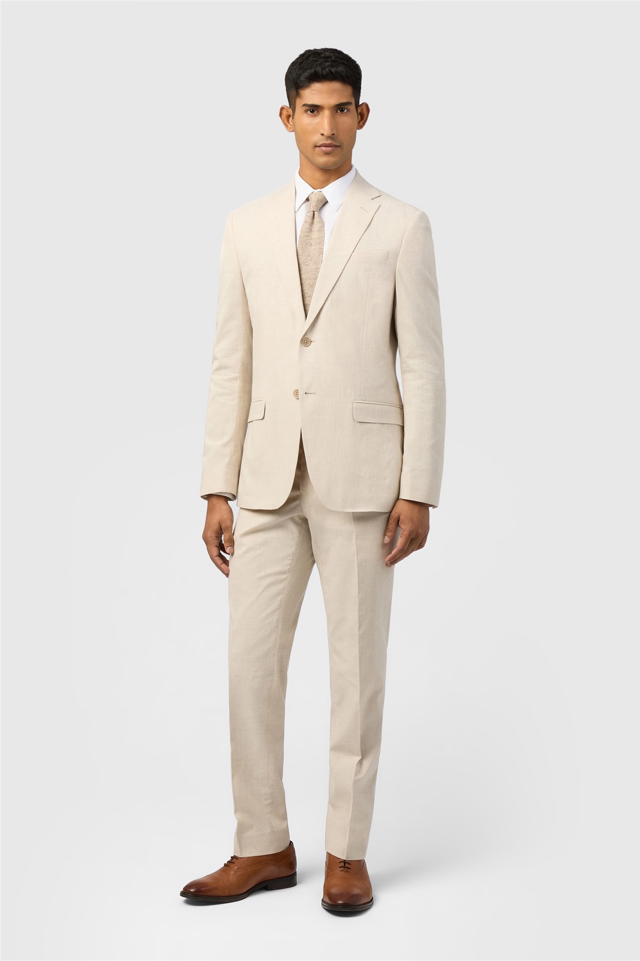 Ted Baker Slim Fit Novara Stone Linen Check Jacket