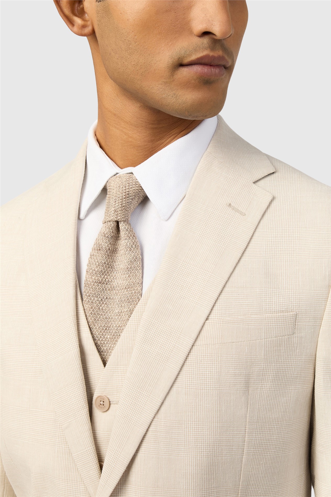 Ted Baker Slim Fit Novara Stone Linen Check Jacket
