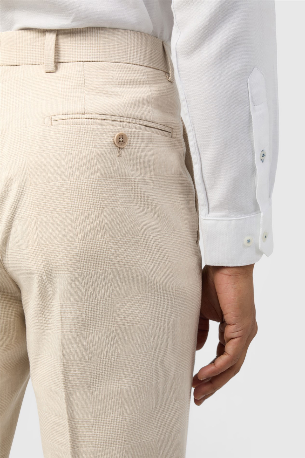 Ted Baker Slim Fit Novara Stone Linen Check Trousers