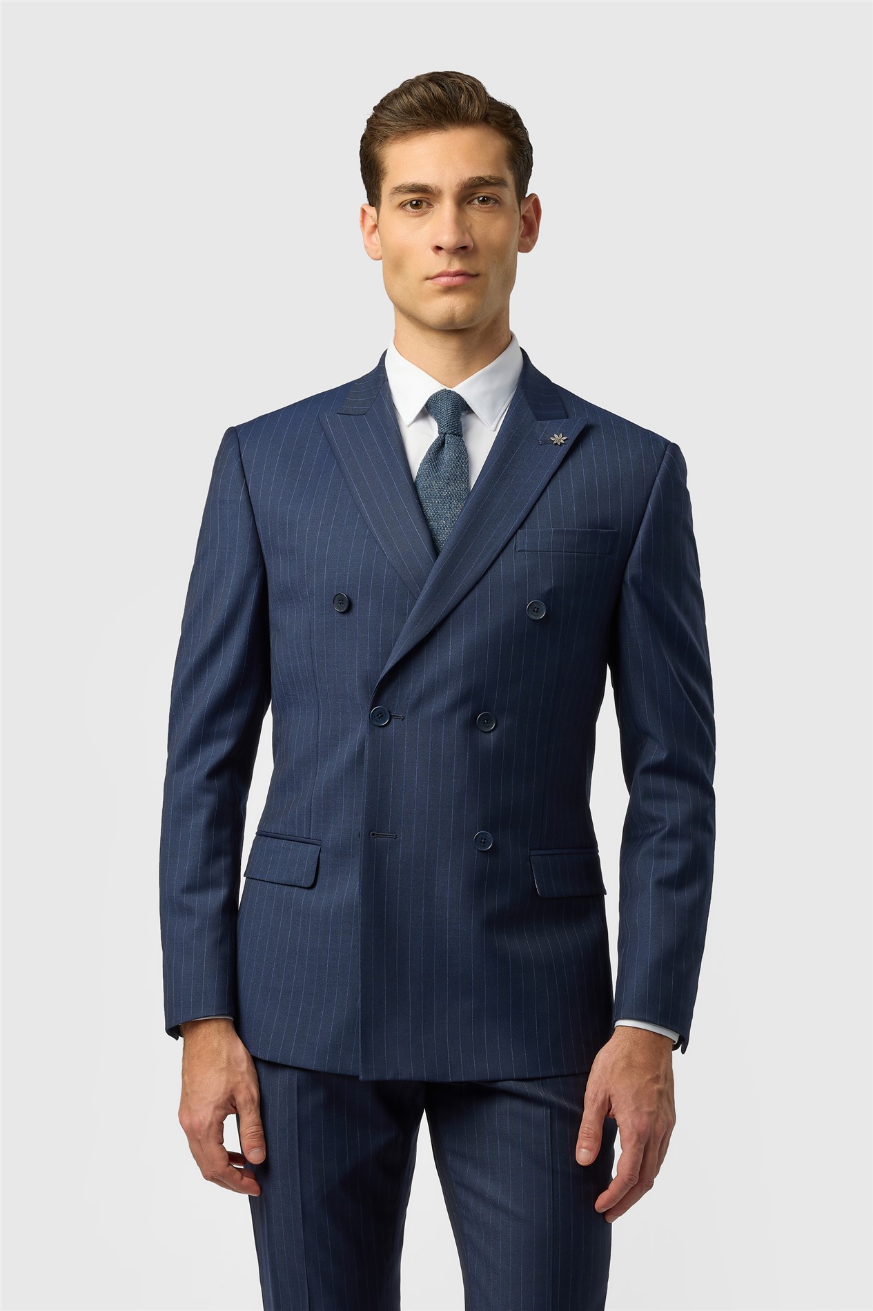 Ted Baker Slim Fit Navy Chalk Stripe Double Breasted Jacket
