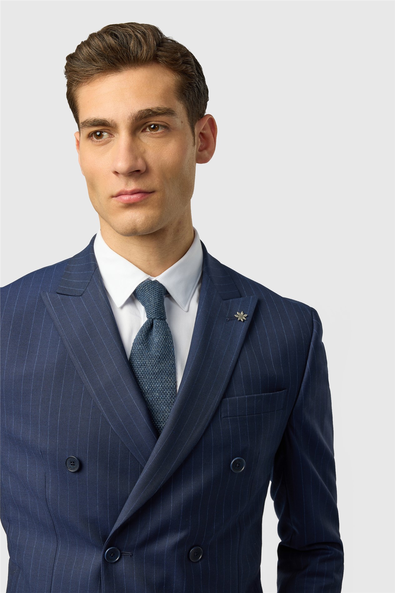 Ted Baker Slim Fit Navy Chalk Stripe Double Breasted Jacket
