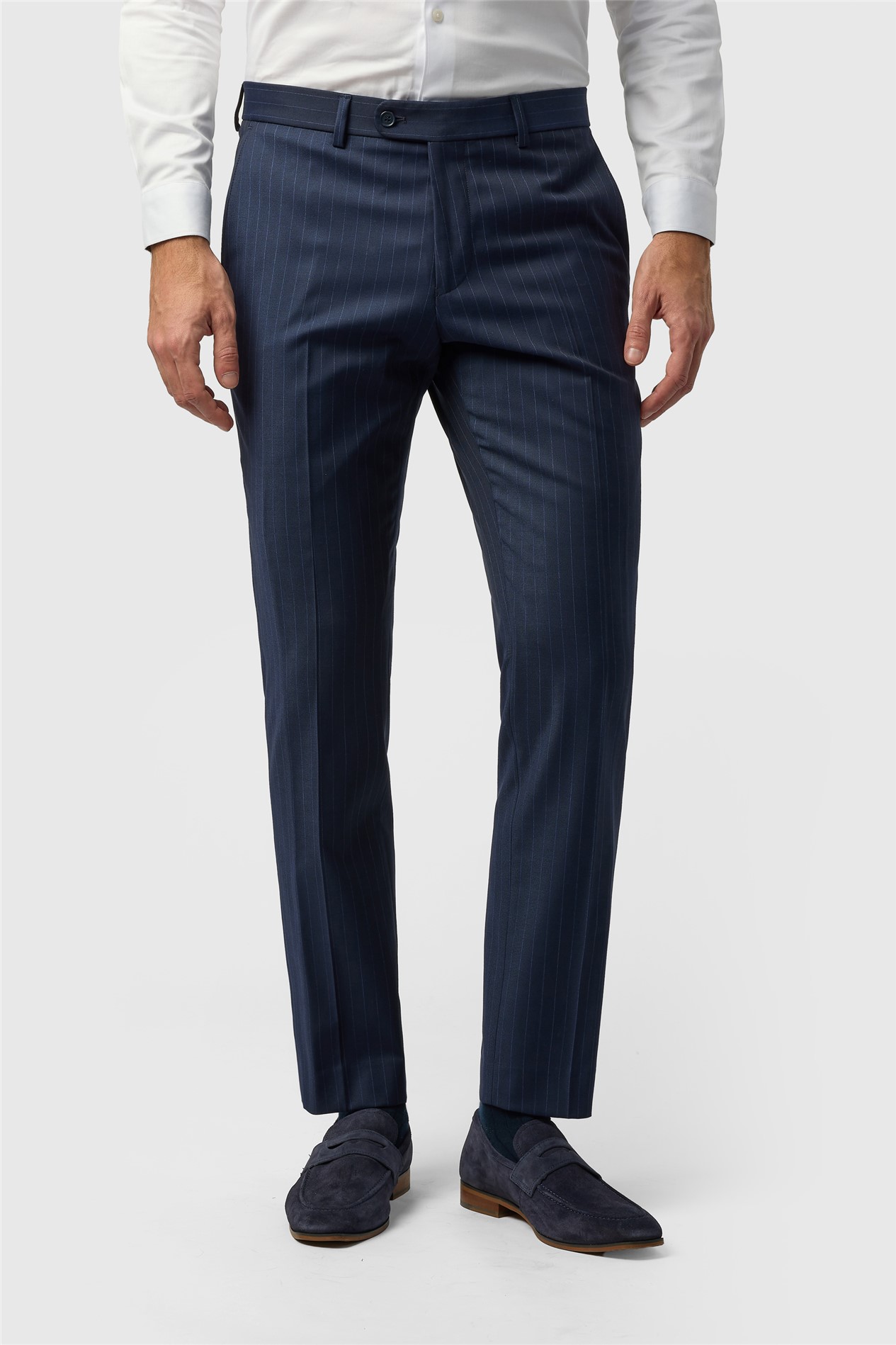 Ted Baker Slim Fit Navy Chalk Stripe Trousers

