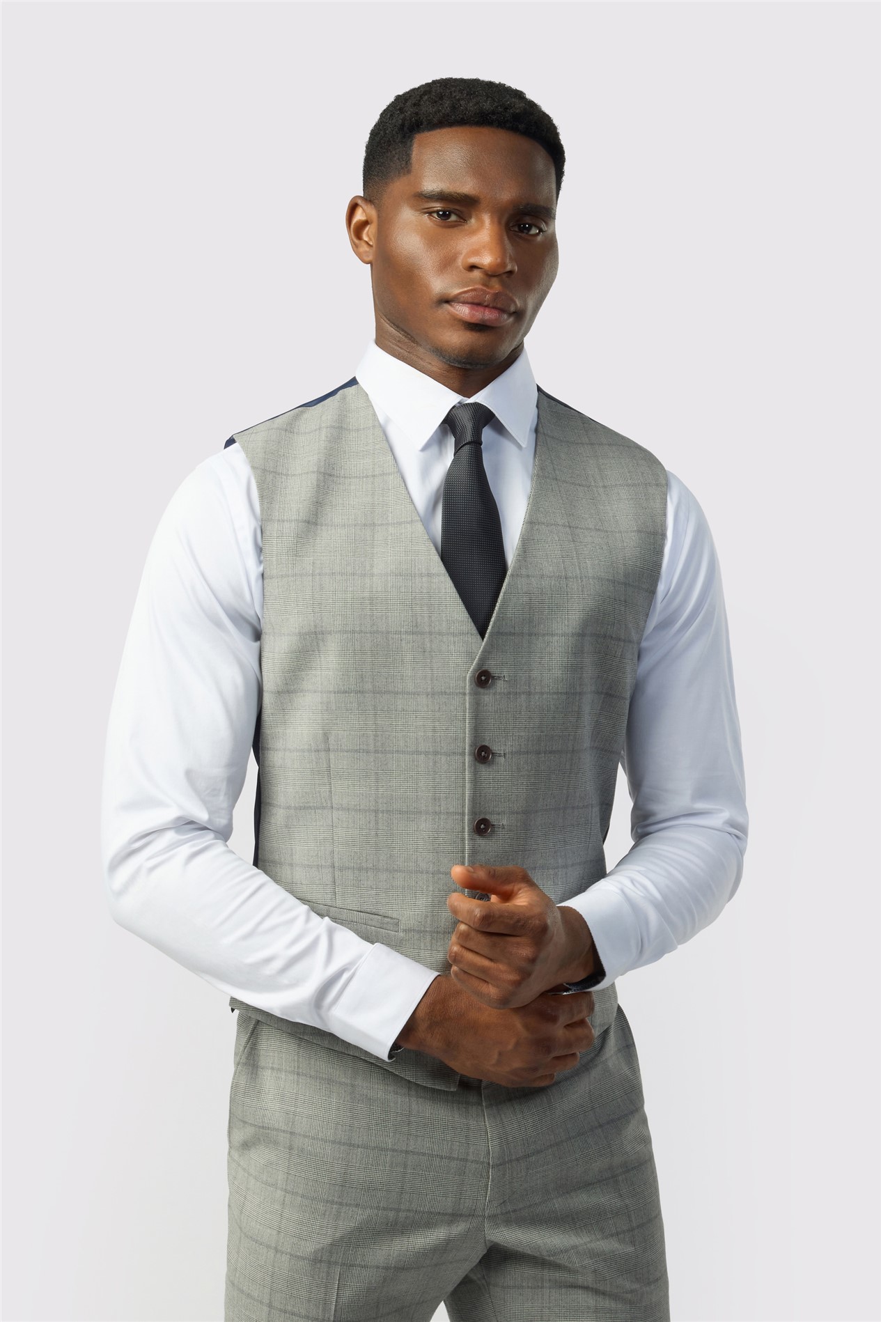 Ted Baker Slim Fit Grey Check Waistcoat