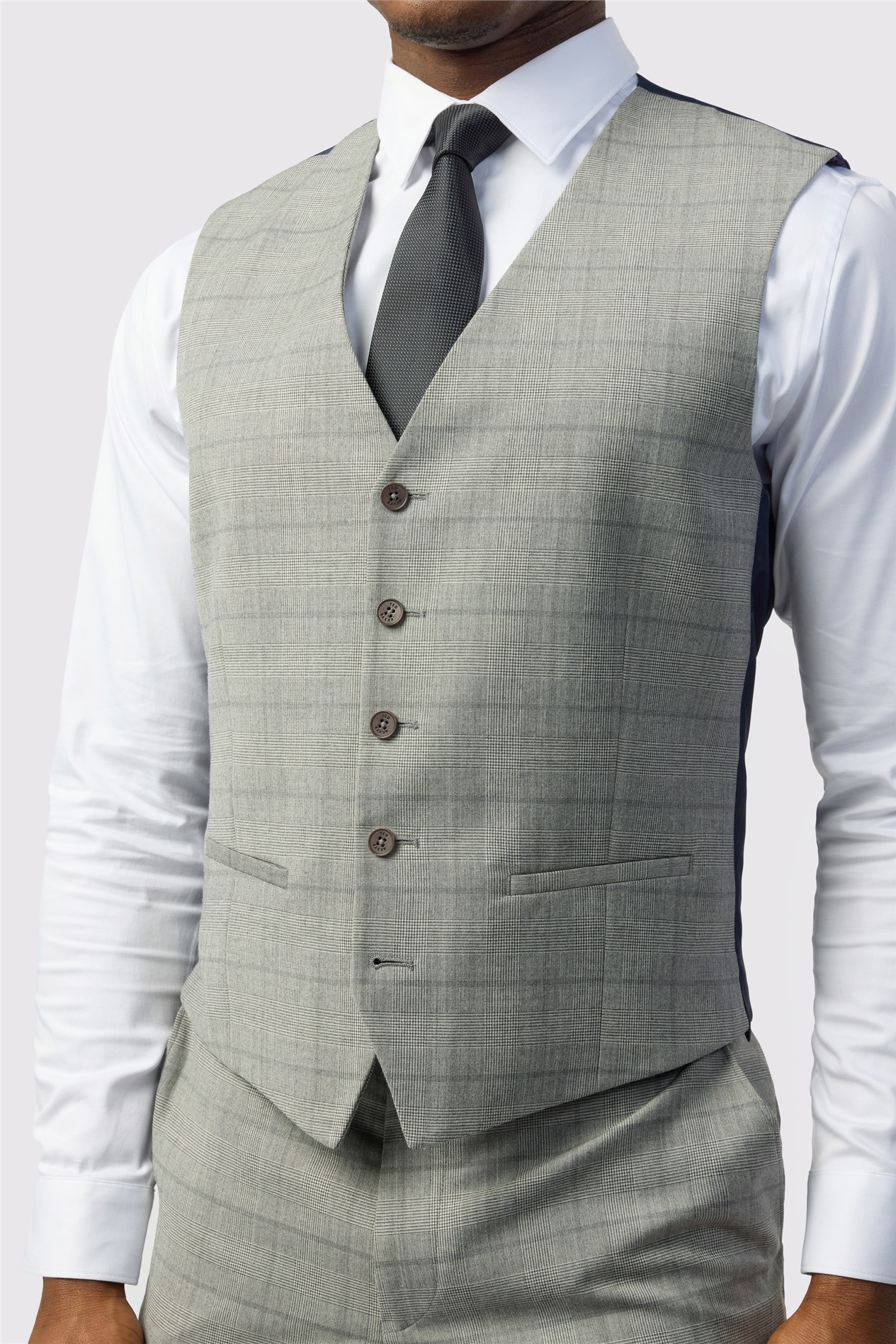 Ted Baker Slim Fit Grey Check Waistcoat