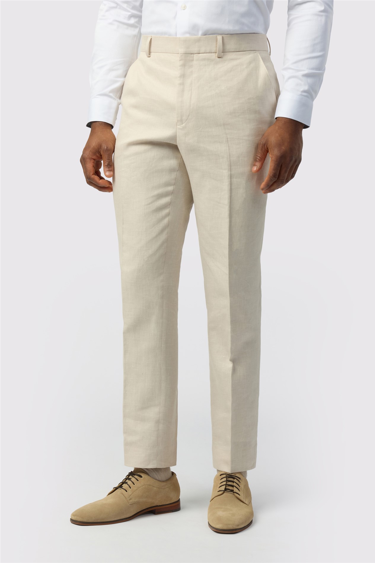 Ted Baker Tailored Fit Stone Linen Cotton Trousers