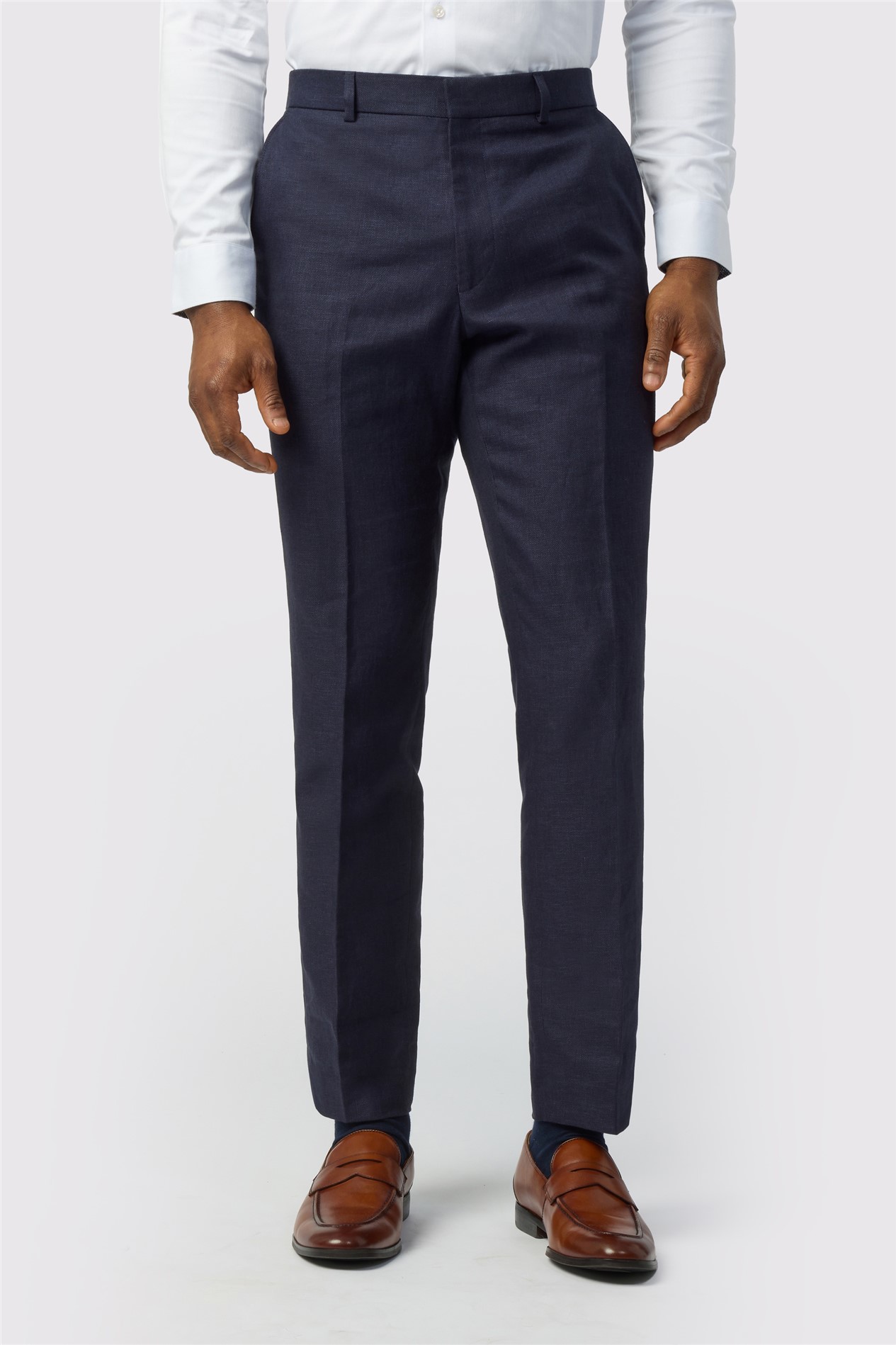 Ted Baker Tailored Fit Navy Linen Cotton Trousers
