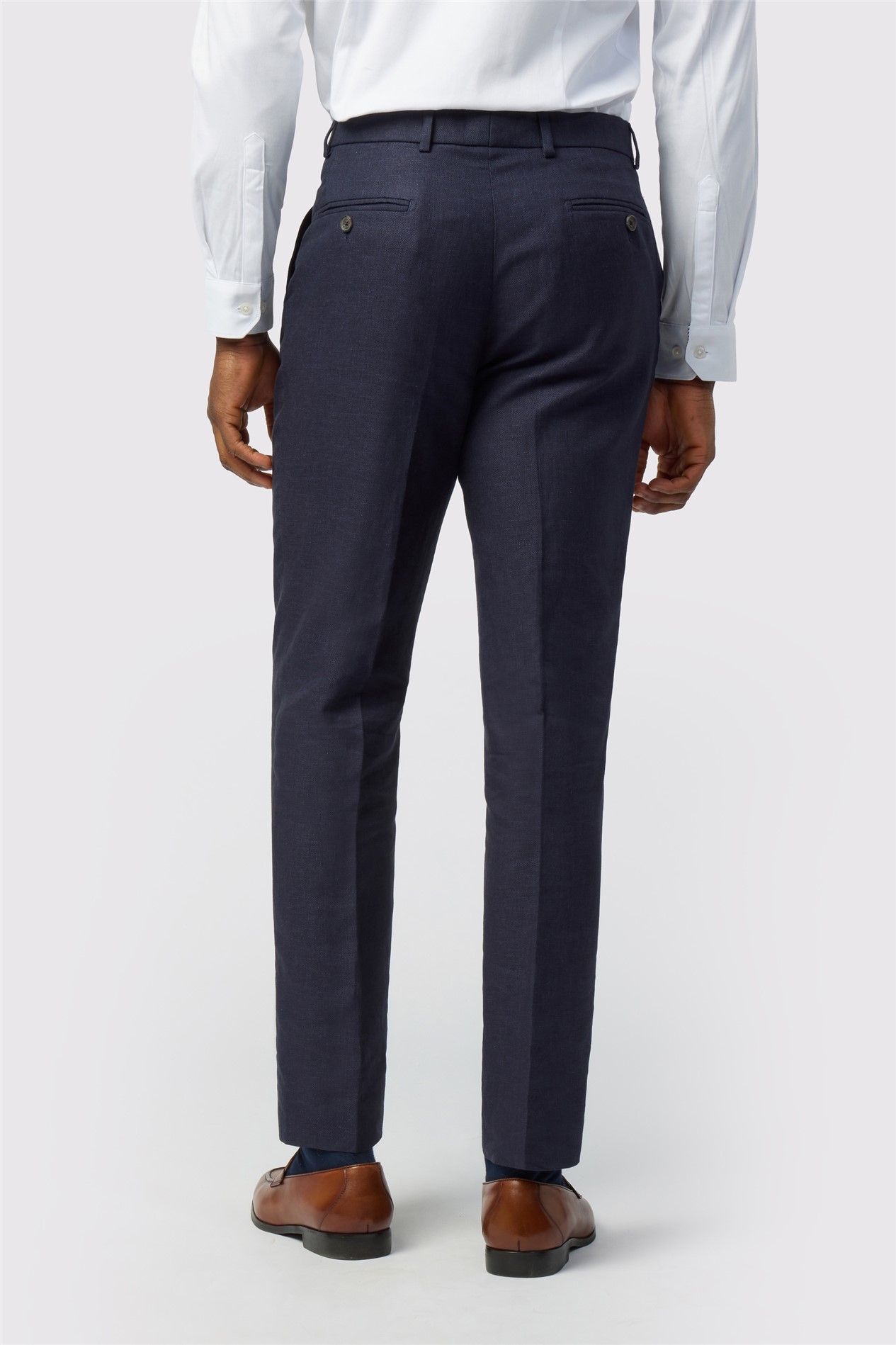 Ted Baker Tailored Fit Navy Linen Cotton Trousers