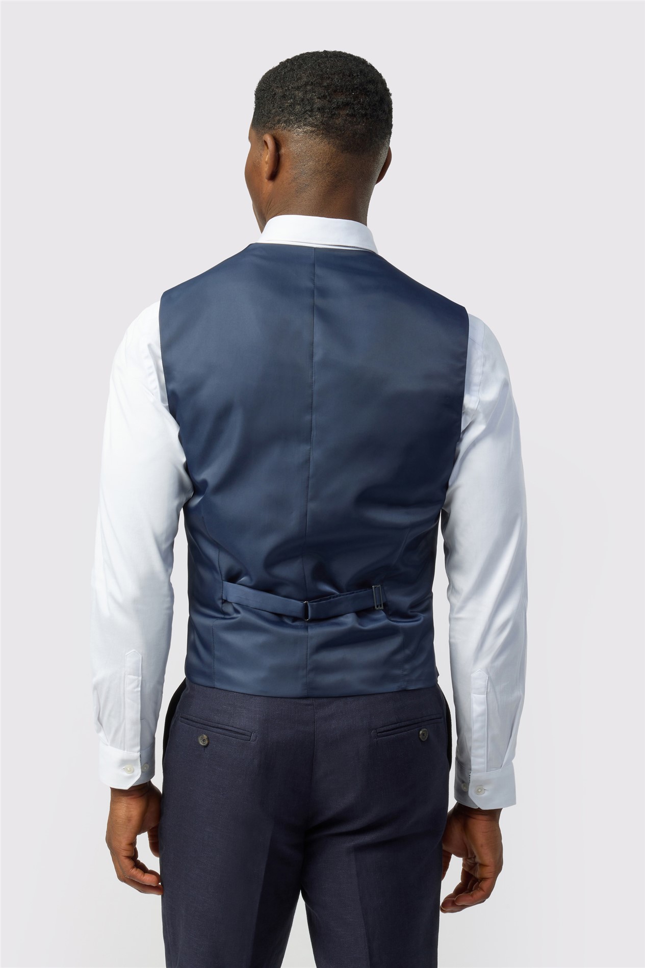 Ted Baker Tailored Fit Navy Linen Cotton Waistcoat