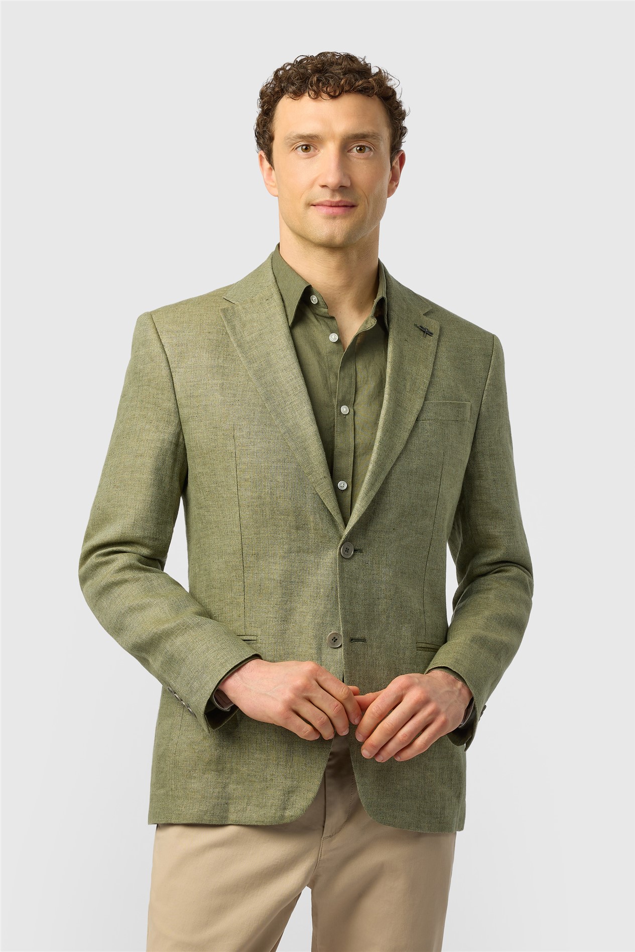 Ted Baker Tailored Fit Olive Linen Blazer