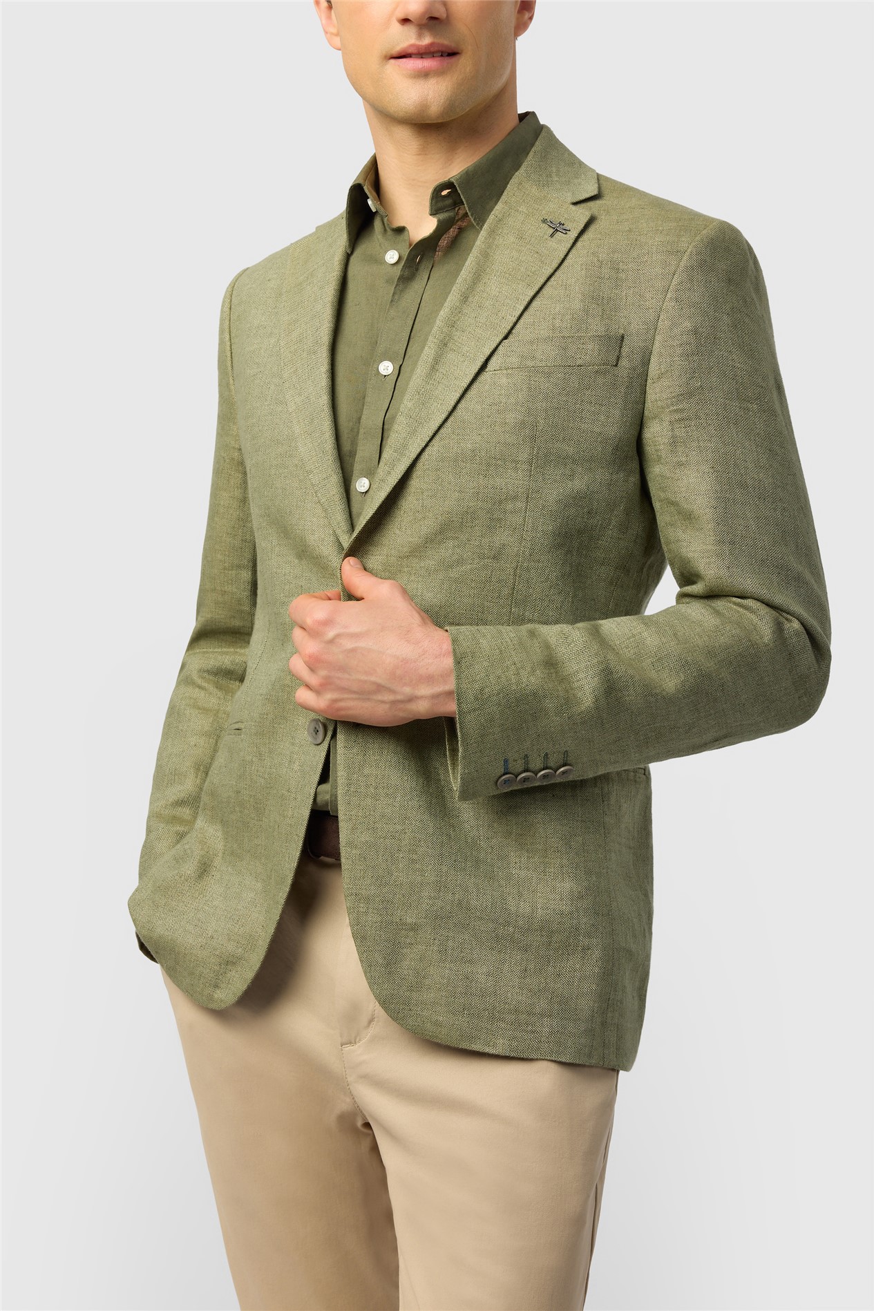 Ted Baker Tailored Fit Olive Linen Blazer