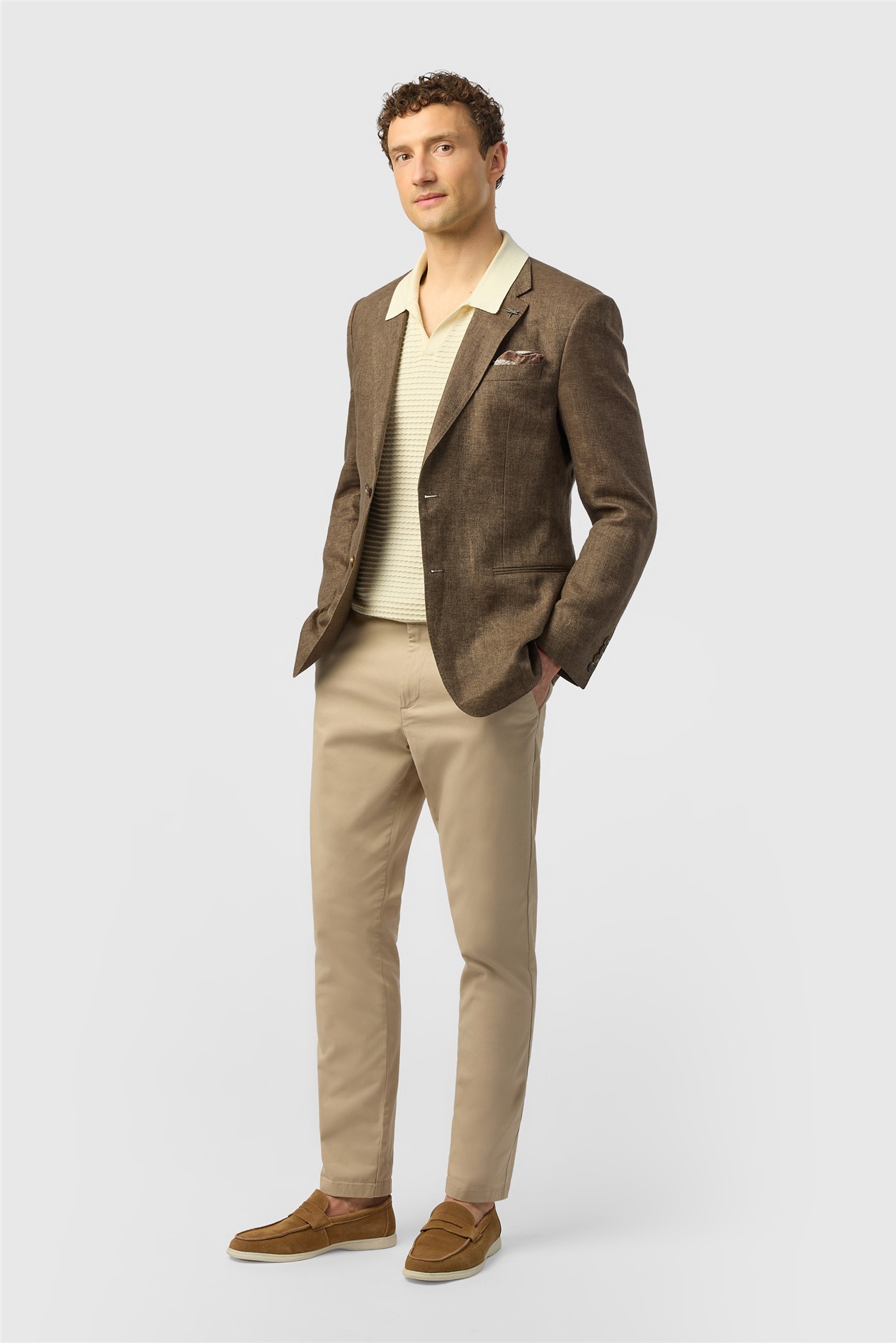 Ted Baker Tailored Fit Chocolate Twill Linen Jacket