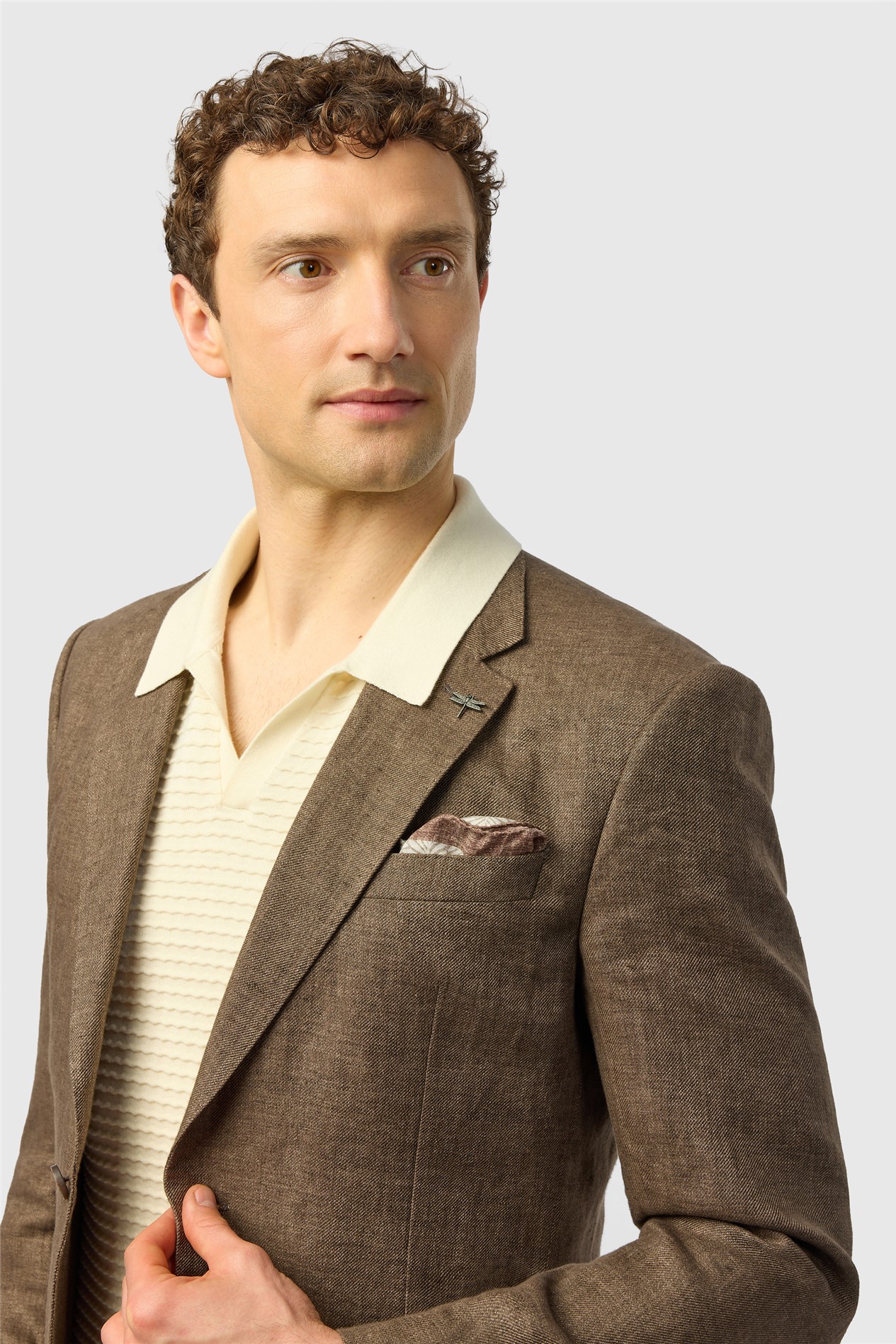 Ted Baker Tailored Fit Chocolate Twill Linen Jacket
