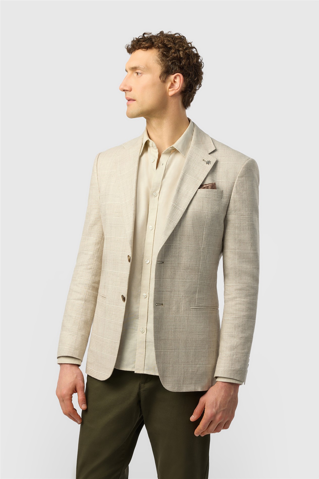 Ted Baker Tailored Fit Stone Check Linen Blazer